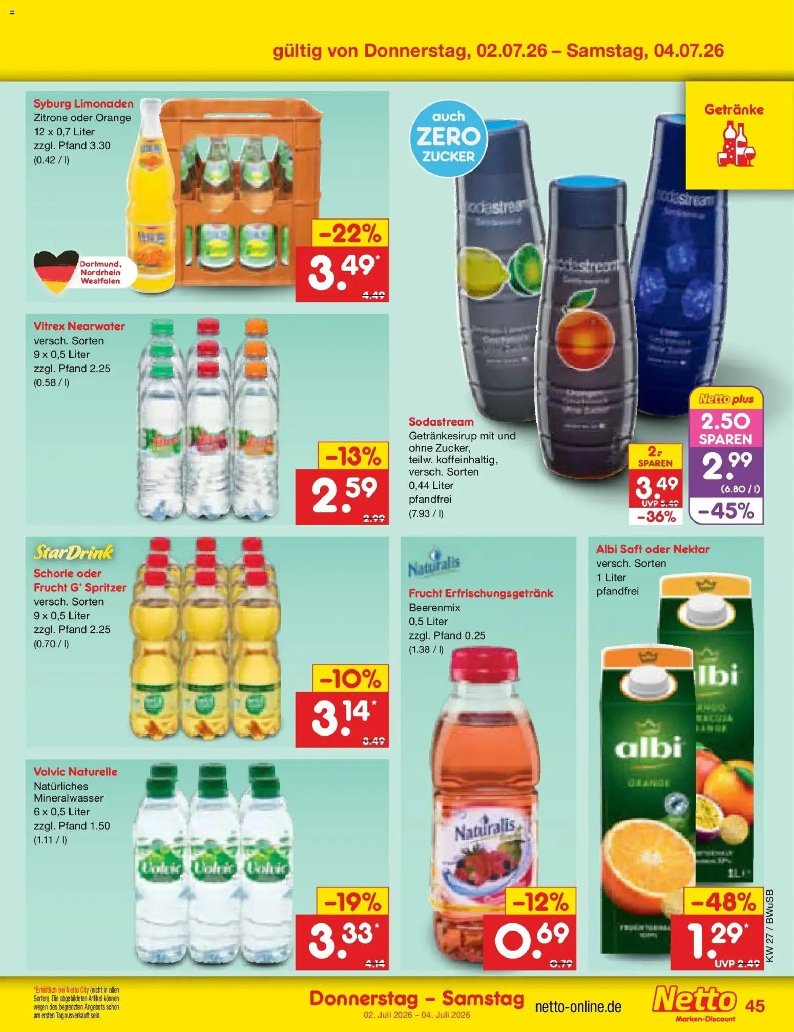 Netto Marken-Discount Prospekt Stemwede-Dielingen – gültig ab 29.06.2026 | Seite: 65 | Produkte: Mineralwasser, Zucker, Volvic, Sodastream