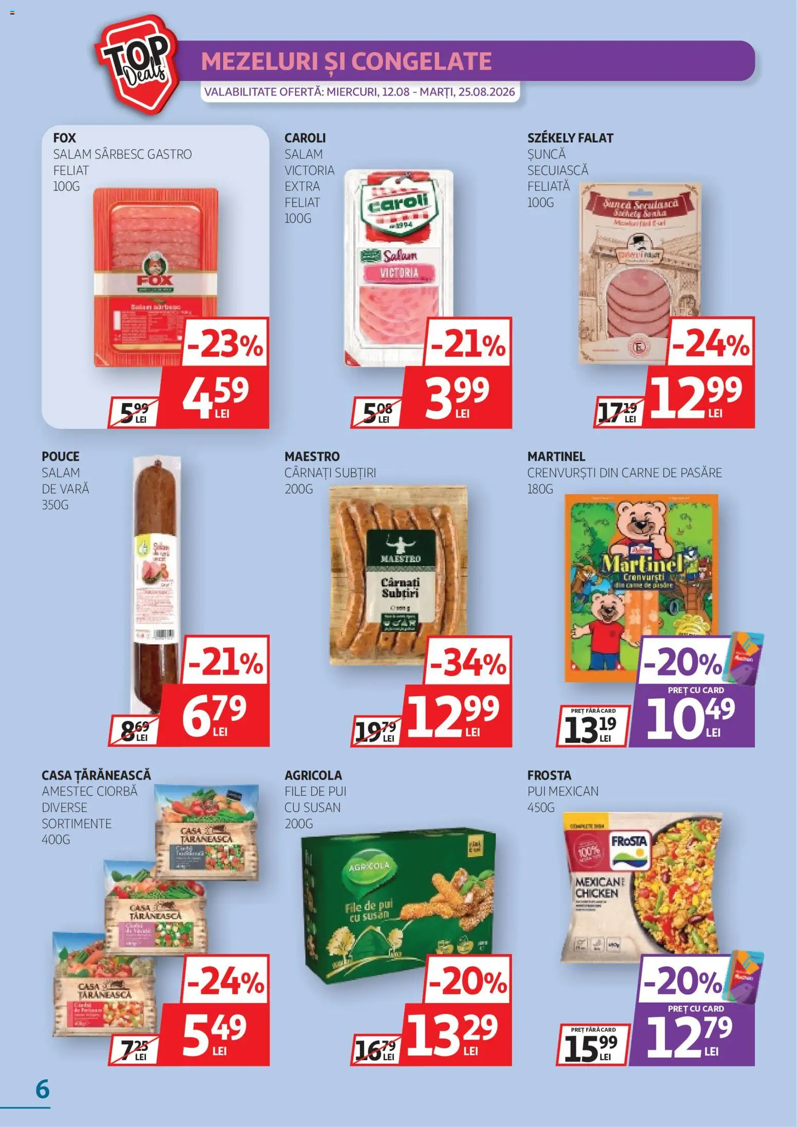 Noul catalog Auchan – valabil de la 12.08.2026 | Pagină: 6 | Produse: Agricola, Șuncă, Amestec, Cârnați