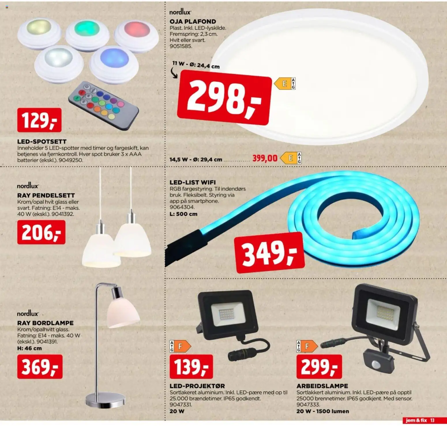 {H1} | Side: 13 | Produkter: Batterier, 1, Glass, Bordlampe