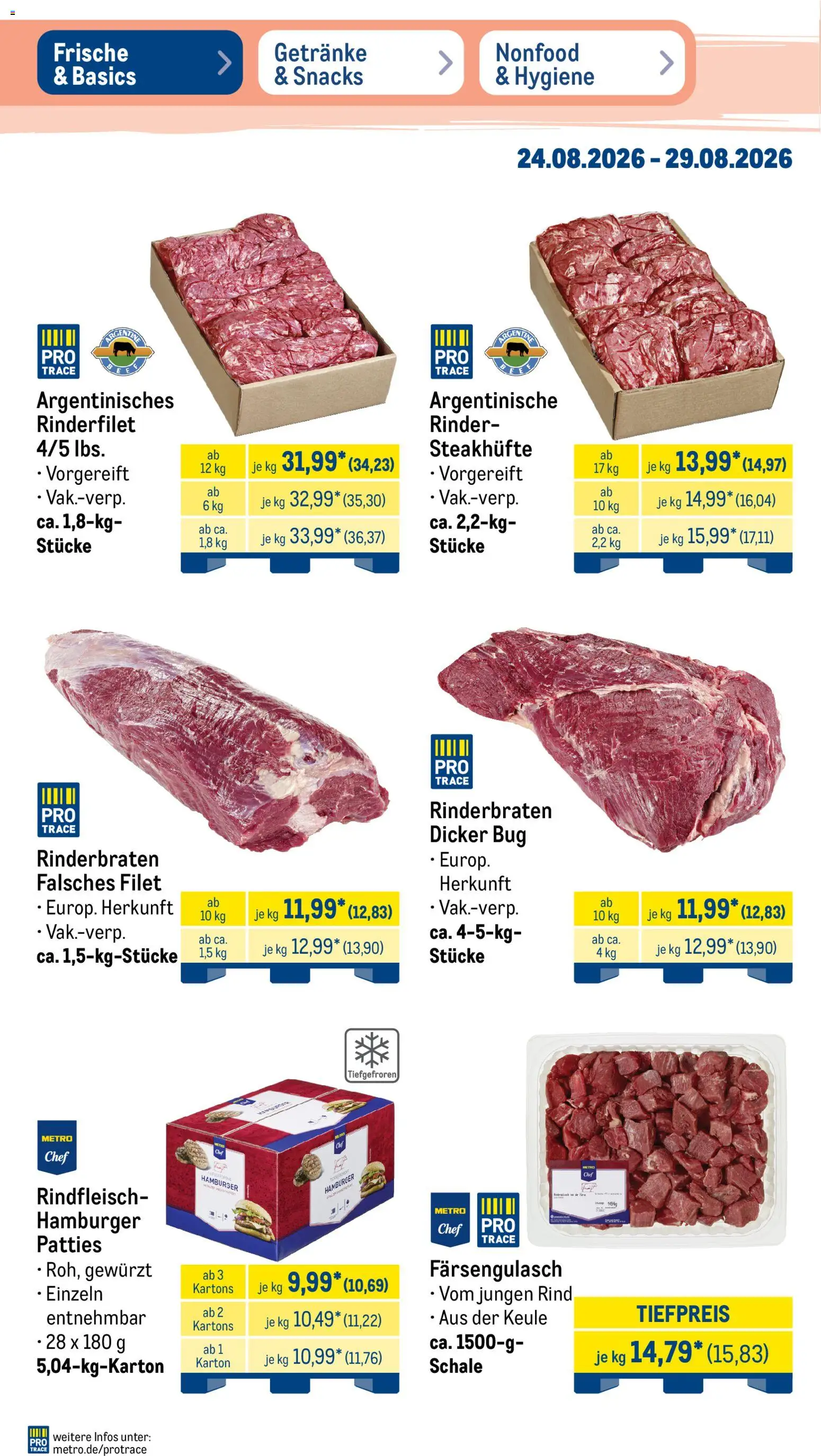 Metro Prospekt – gültig ab 24.08.2026 | Seite: 2 | Produkte: Rinderbraten, Rinderfilet, Rindfleisch