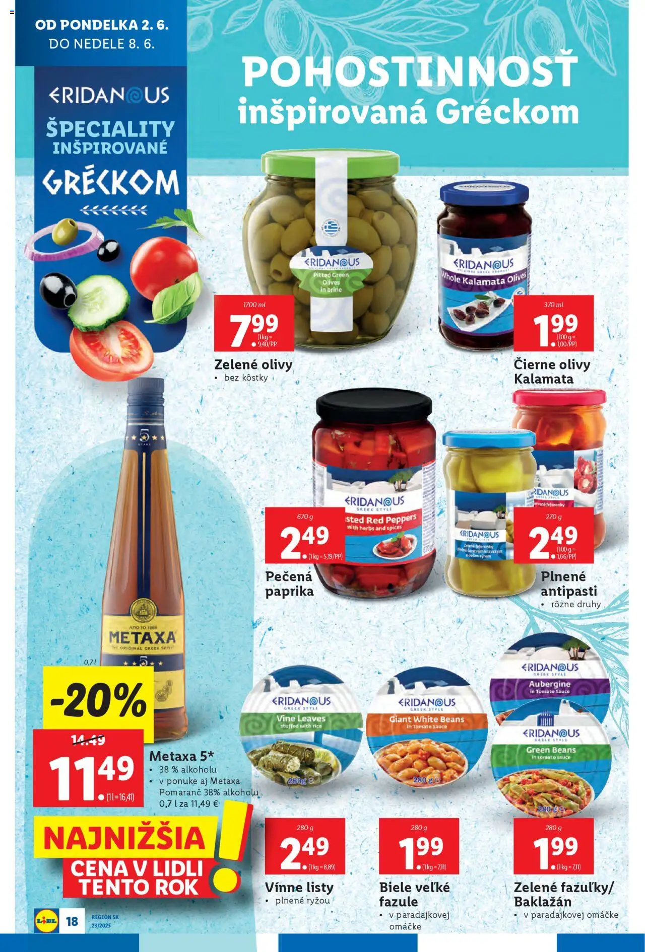 Nové Lidl akcie – leták je platný od 02.06.2025 | Strana: 22 | Produkty: Paprika, Feferónky, Metaxa, Brandy