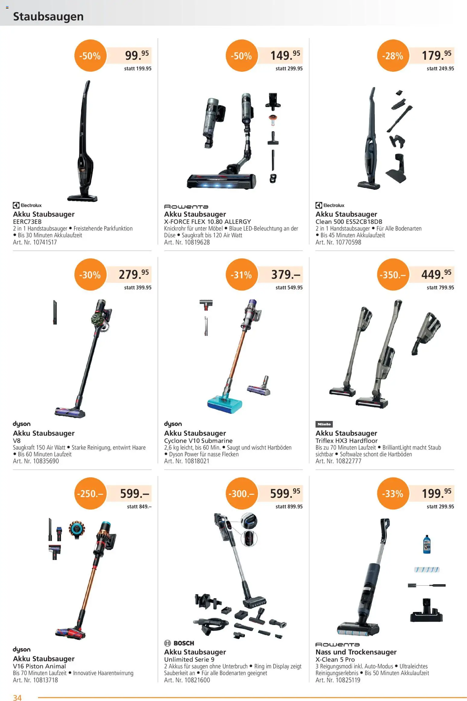 Fust aktionen – gültig ab 26.10.2026 | Seite: 34 | Produkte: Staubsauger, Miele, Bosch, Dyson