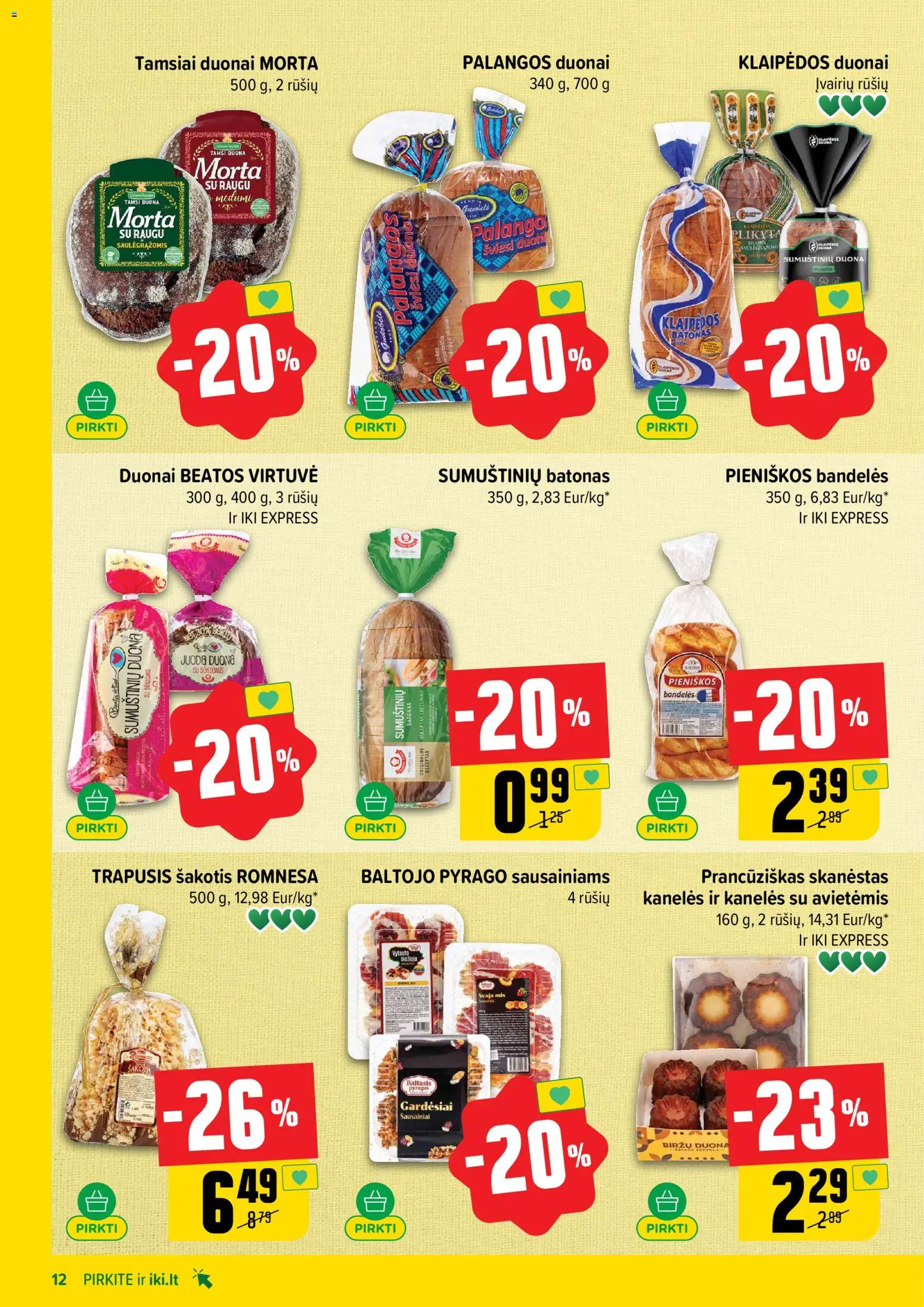 IKI akcijos nuo 18.05.2026 | Puslapis: 12 | Prekių: Sausainiai, Batonas, Bandelės, Duona