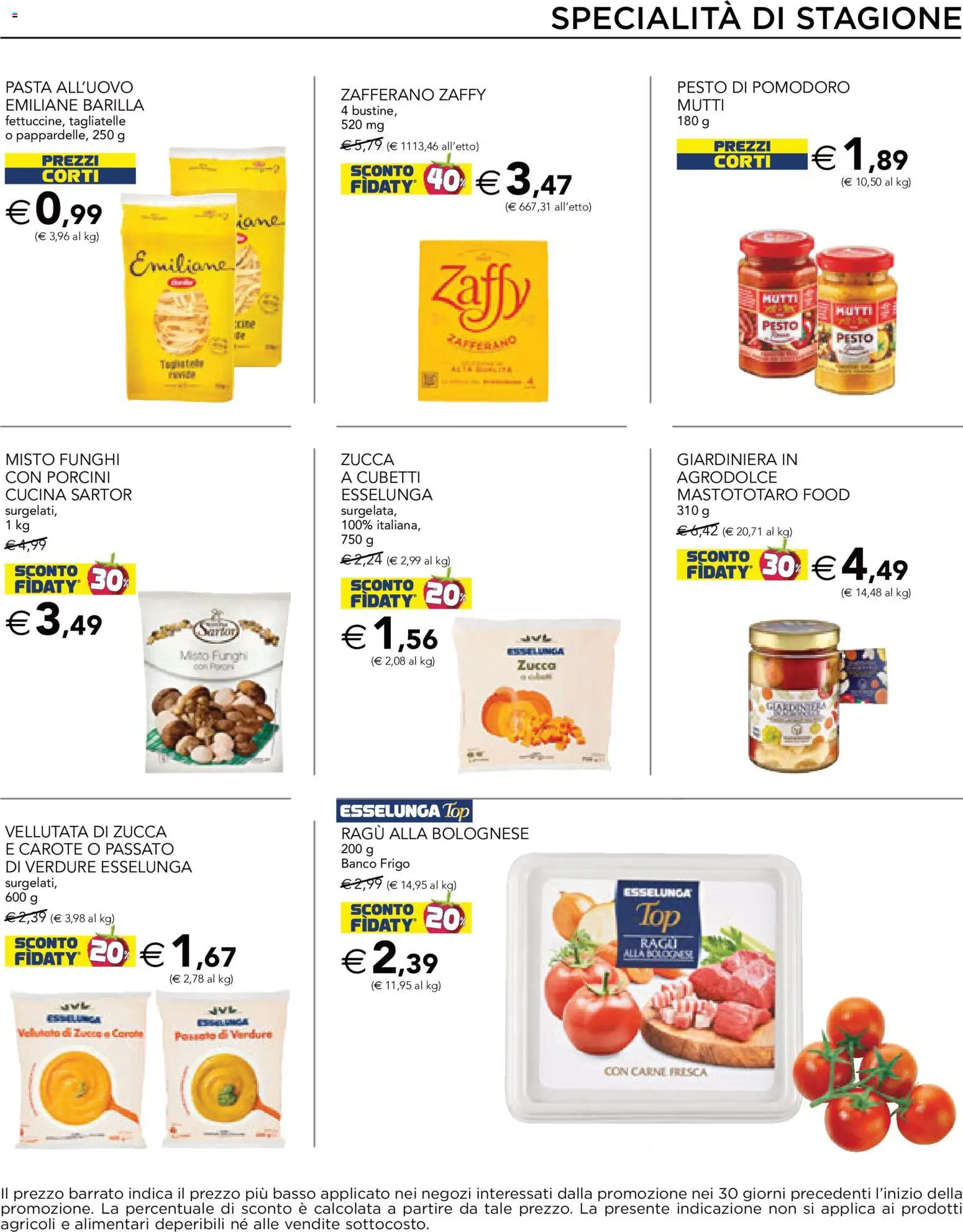 Volantino Esselunga S del 24/09/2026 | Pagina: 5 | Prodotti: Tagliatelle, Verdure, Carote, Zucca