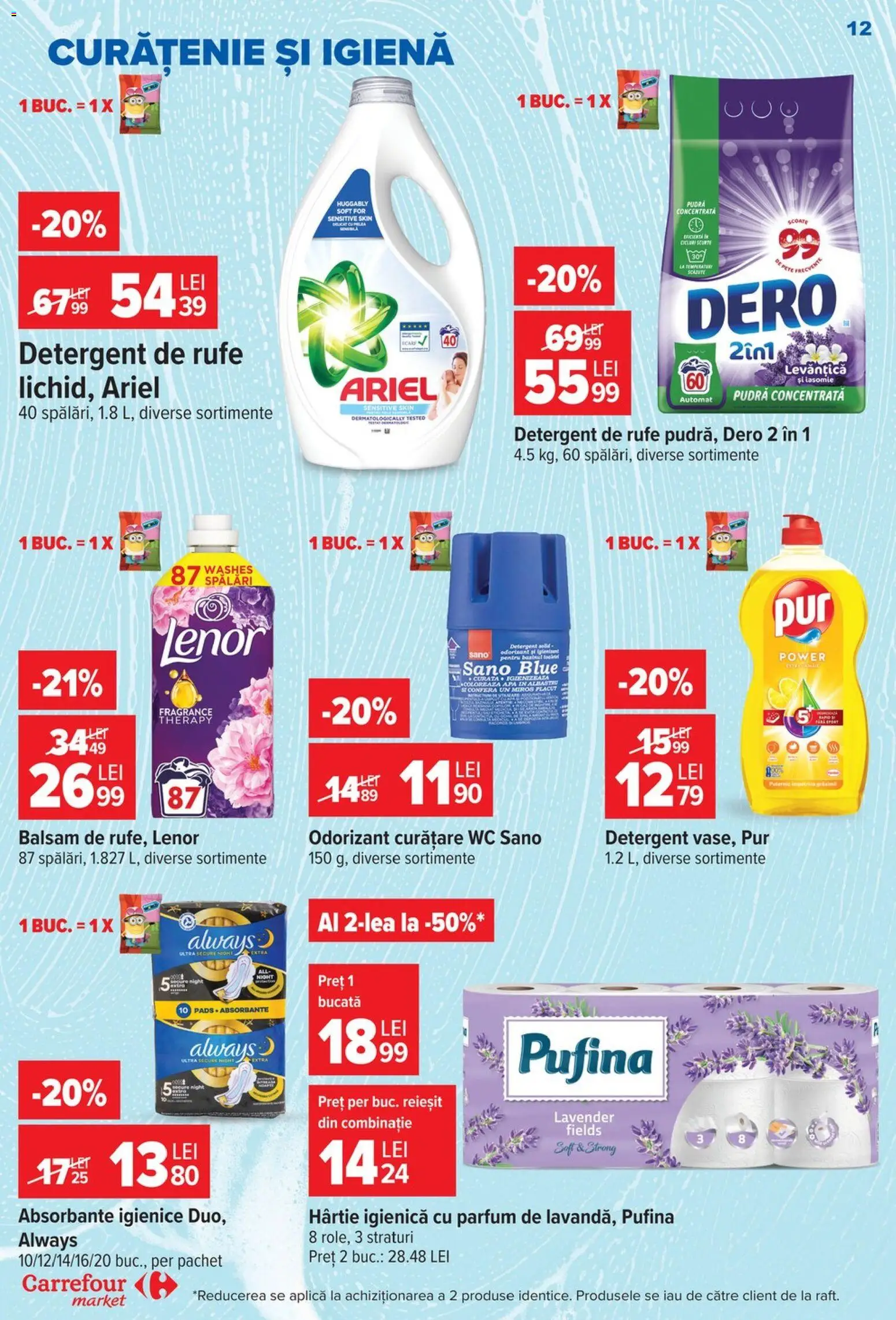 Noul catalog Carrefour – valabil de la 23.09.2026 | Pagină: 12 | Produse: Aplică, Parfum, Pudră, Absorbante