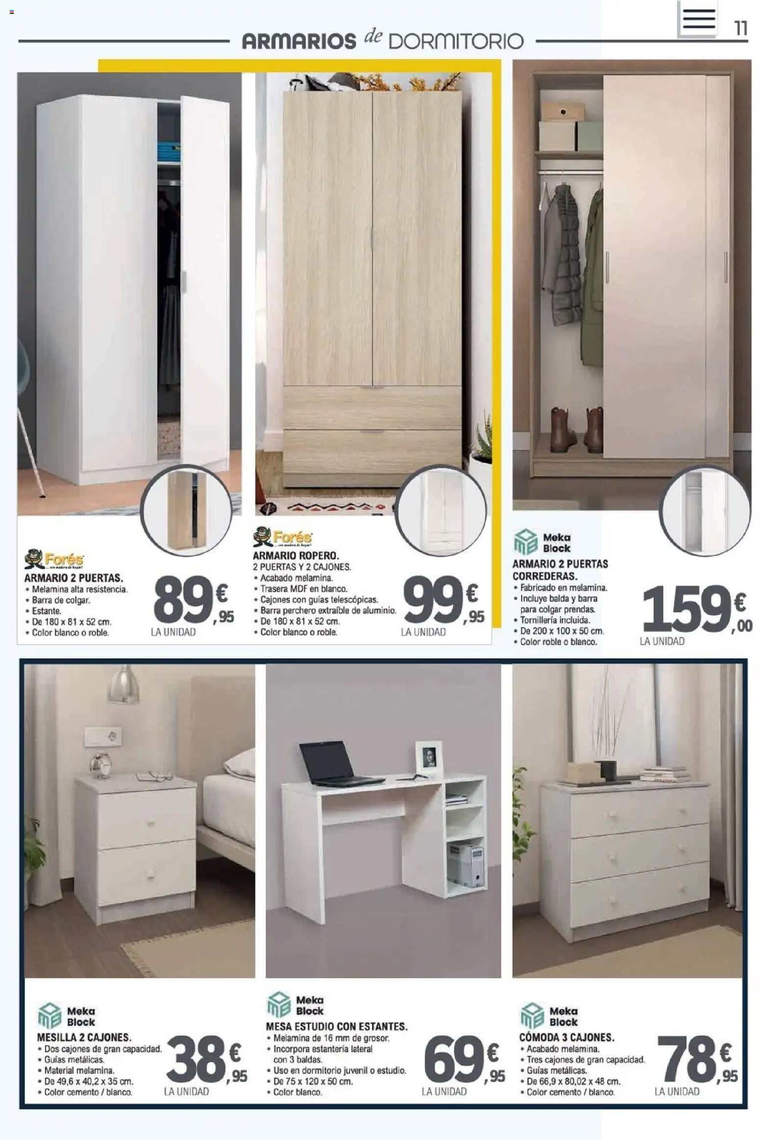 E.Leclerc Ciudad Real │ válido desde el 31/08/2026 | Página: 11 | Productos: Estantería, Cemento, Mesa, Armario