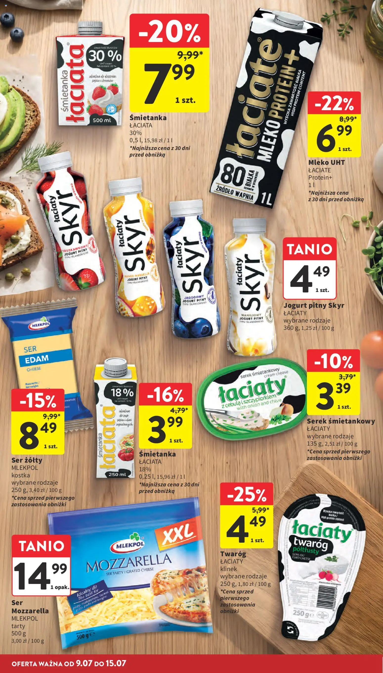 Intermarche gazetka od 09.07.2026 | Strona: 20 | Produkty: Ser żółty, Skyr waniliowy, Twaróg półtłusty, Mleko