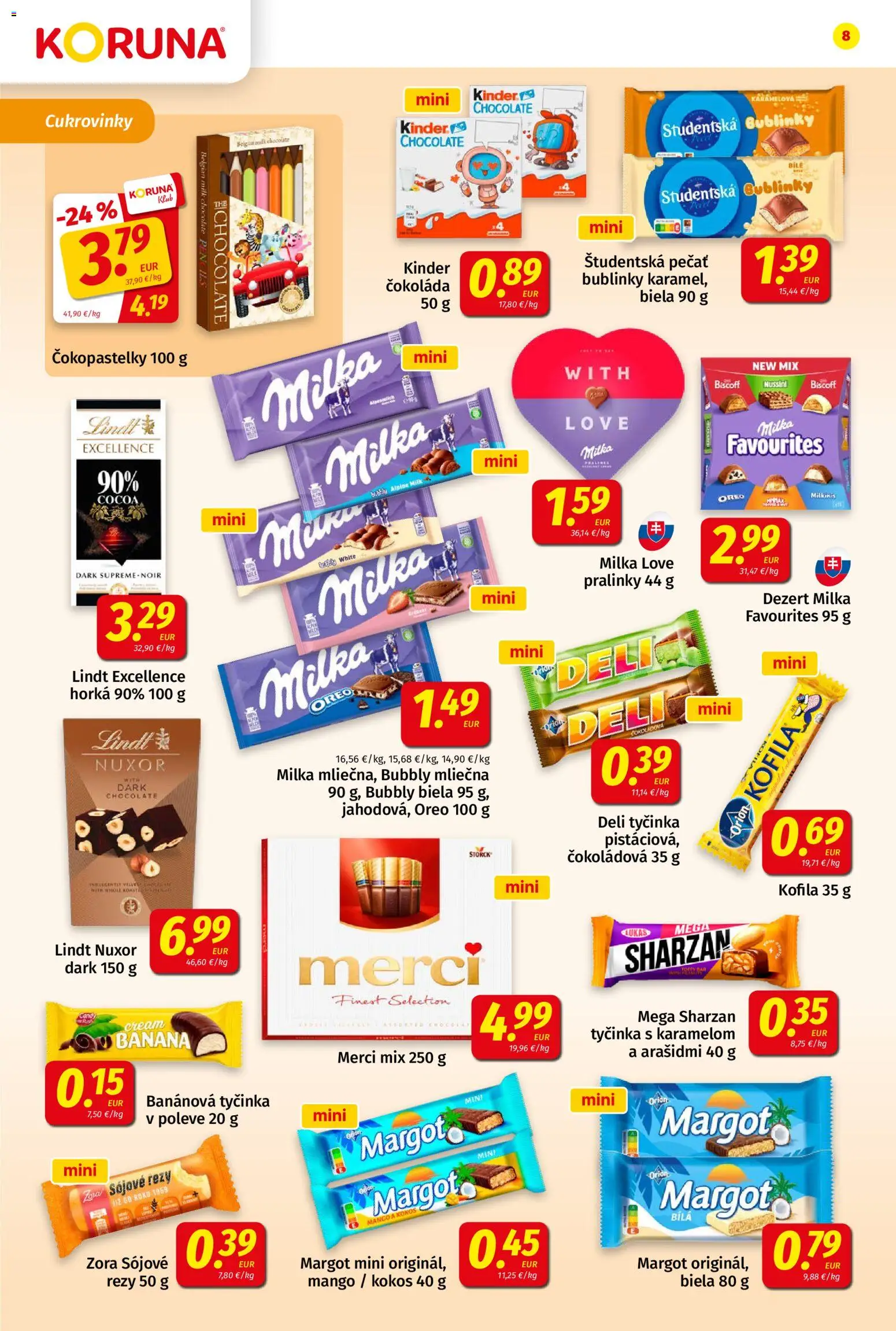 Nové Koruna akcie – leták je platný od 25.09.2026 | Strana: 8 | Produkty: Kokos, Kinder, Oreo, Milka