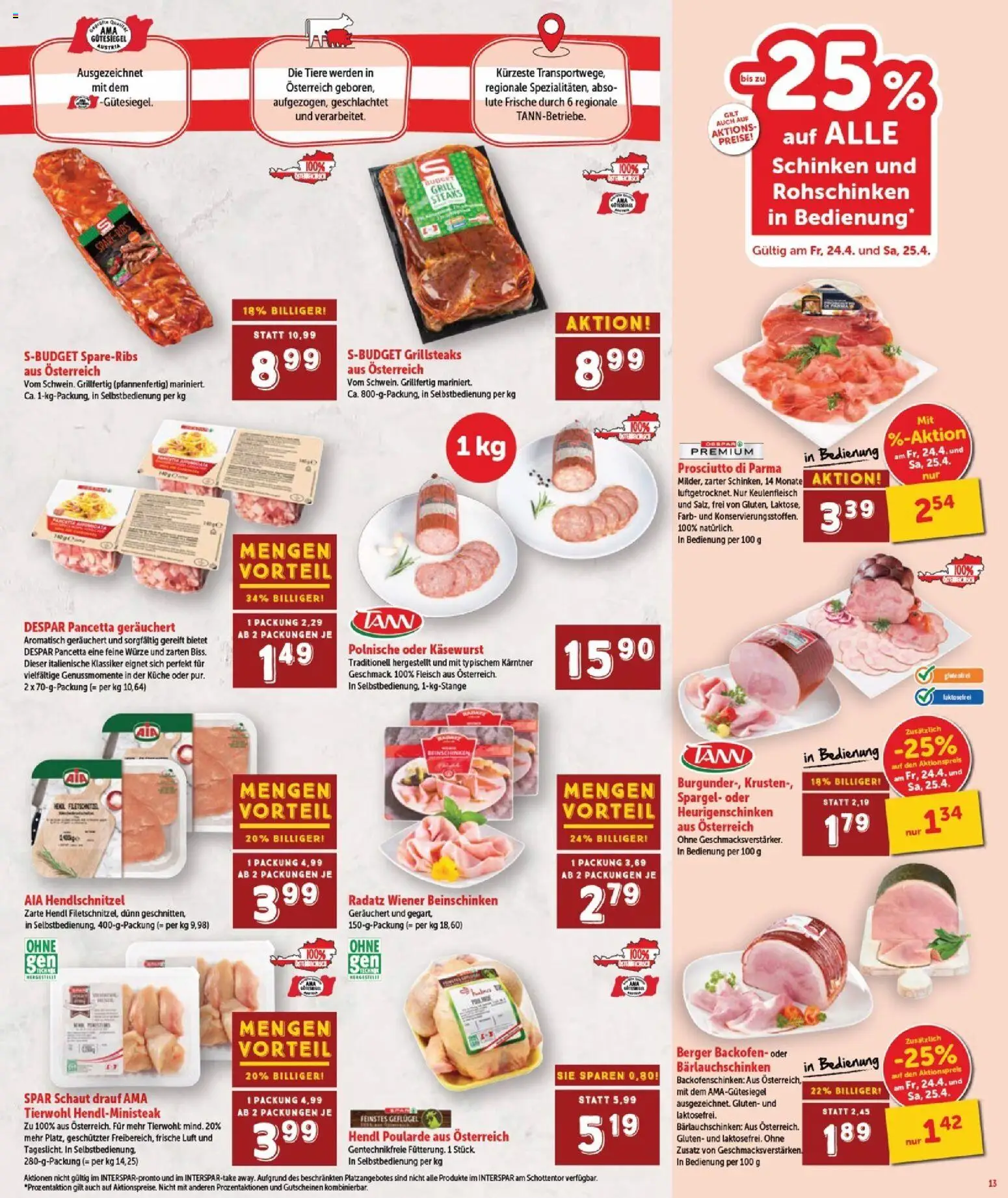 Interspar Flugblatt - Burgenland Sued gültig ab 23.04.2026 | Seite: 13 | Produkte: Grill, Schinken