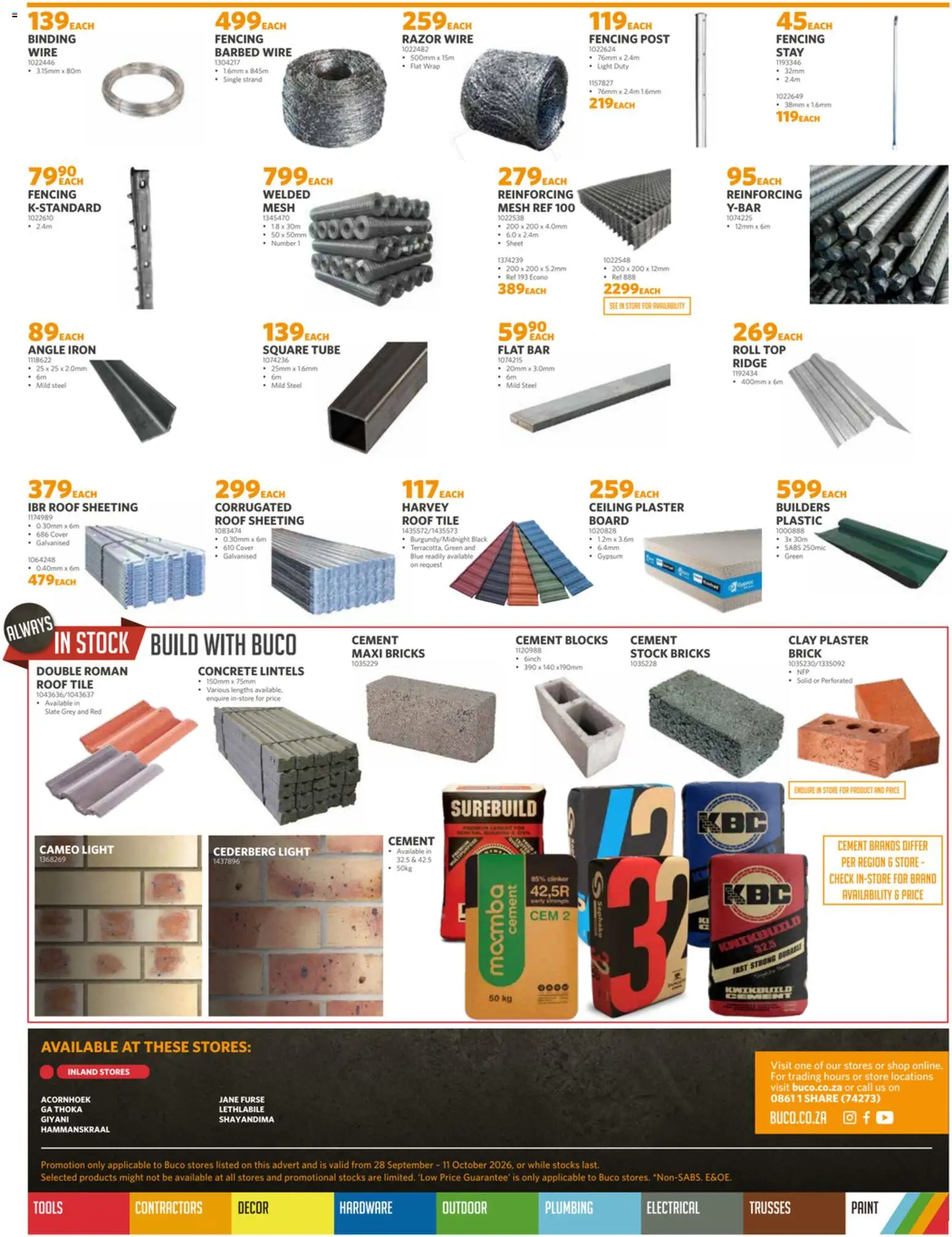 New BUCO catalogue – valid from 28/09/2026 | Page: 8 | Products: Iron, Light, Plaster, Stock