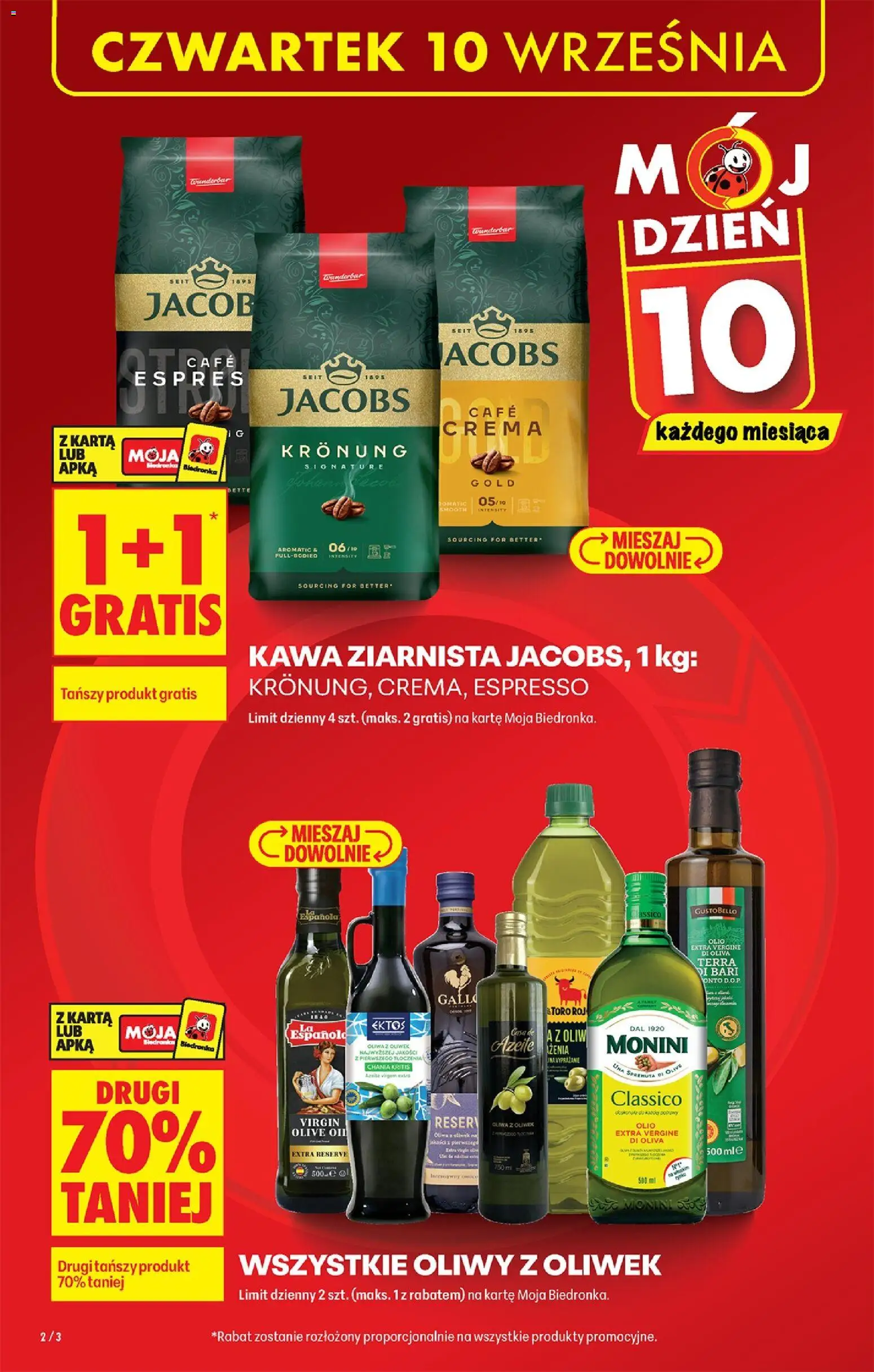 Biedronka gazetka od czwartku od 10.09.2026 | Strona: 2 | Produkty: Karta, Oliwa z oliwek, Kawa ziarnista, Gustobello