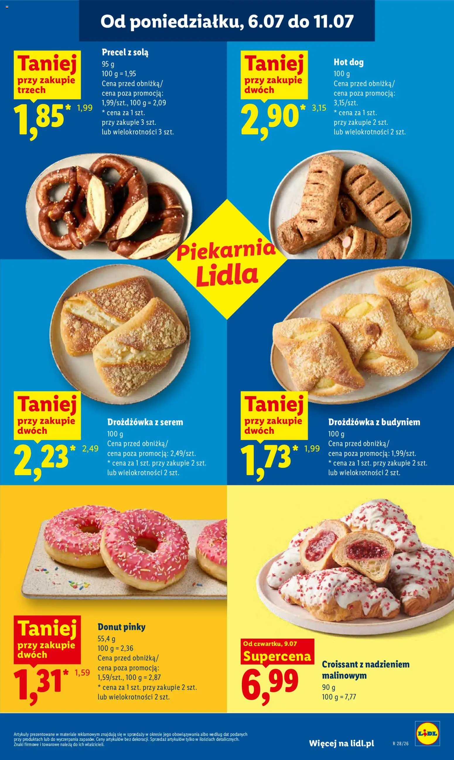 Lidl gazetka od 09.07.2026 | Strona: 55 | Produkty: Drożdżówka z budyniem, Piekarnia, Donut
