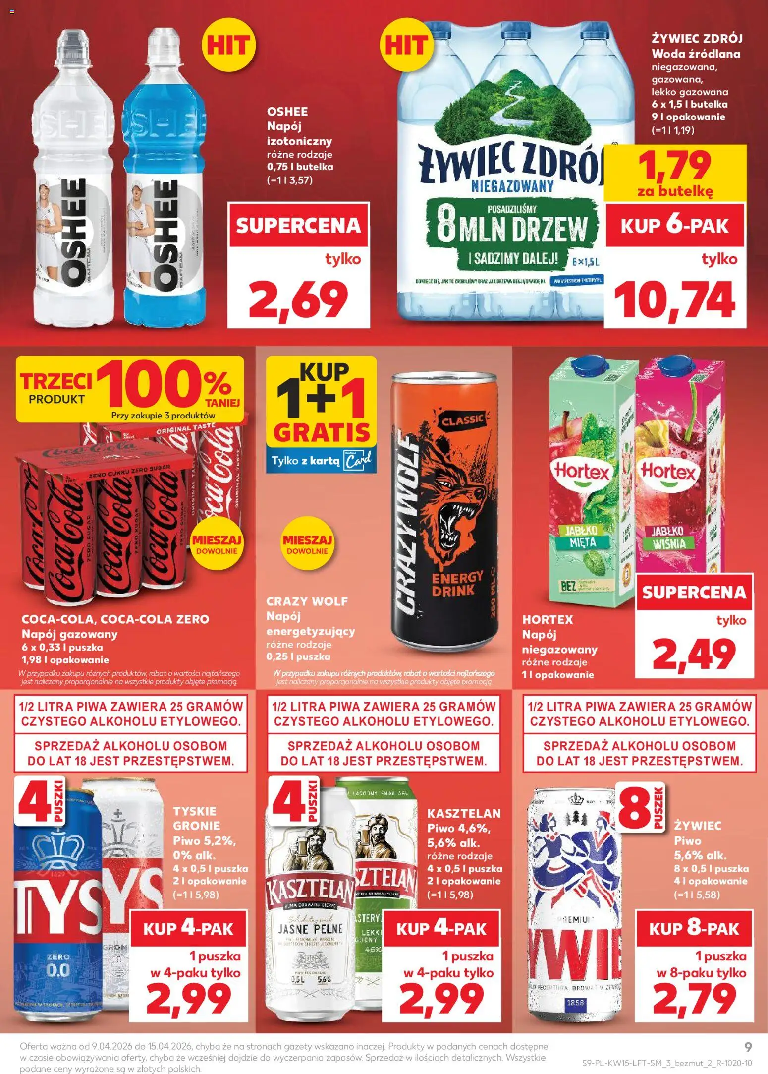 Kaufland gazetka od 09.04.2026 | Strona: 9 | Produkty: Karta, Woda źródlana, Piwo, Woda