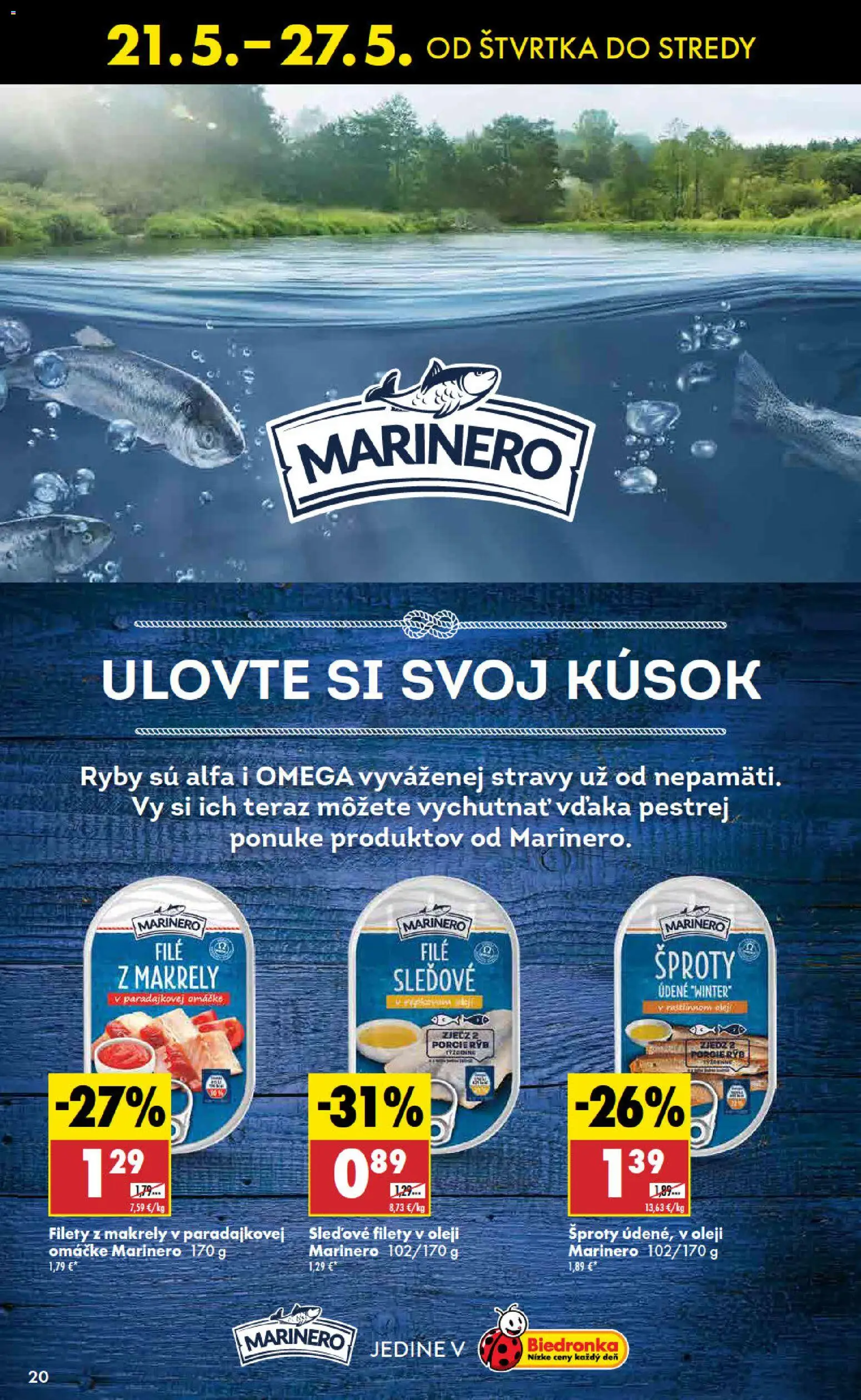 Nové Biedronka akcie – leták je platný od 21.05.2026 | Strana: 20 | Produkty: Ryby