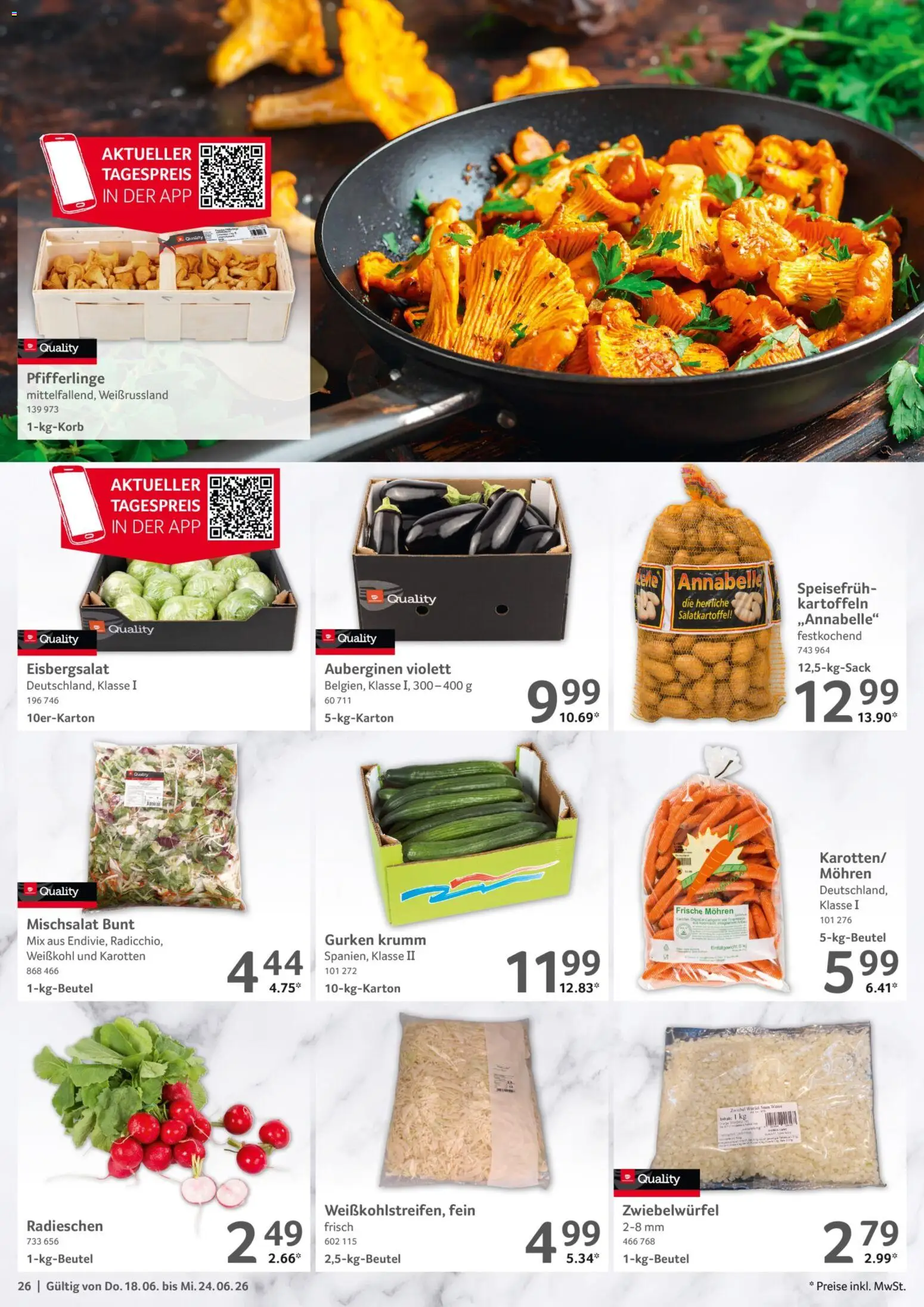 Selgros Prospekt – gültig ab 18.06.2026 | Seite: 26 | Produkte: Eisbergsalat, Kartoffeln, Pfifferlinge, Gurken
