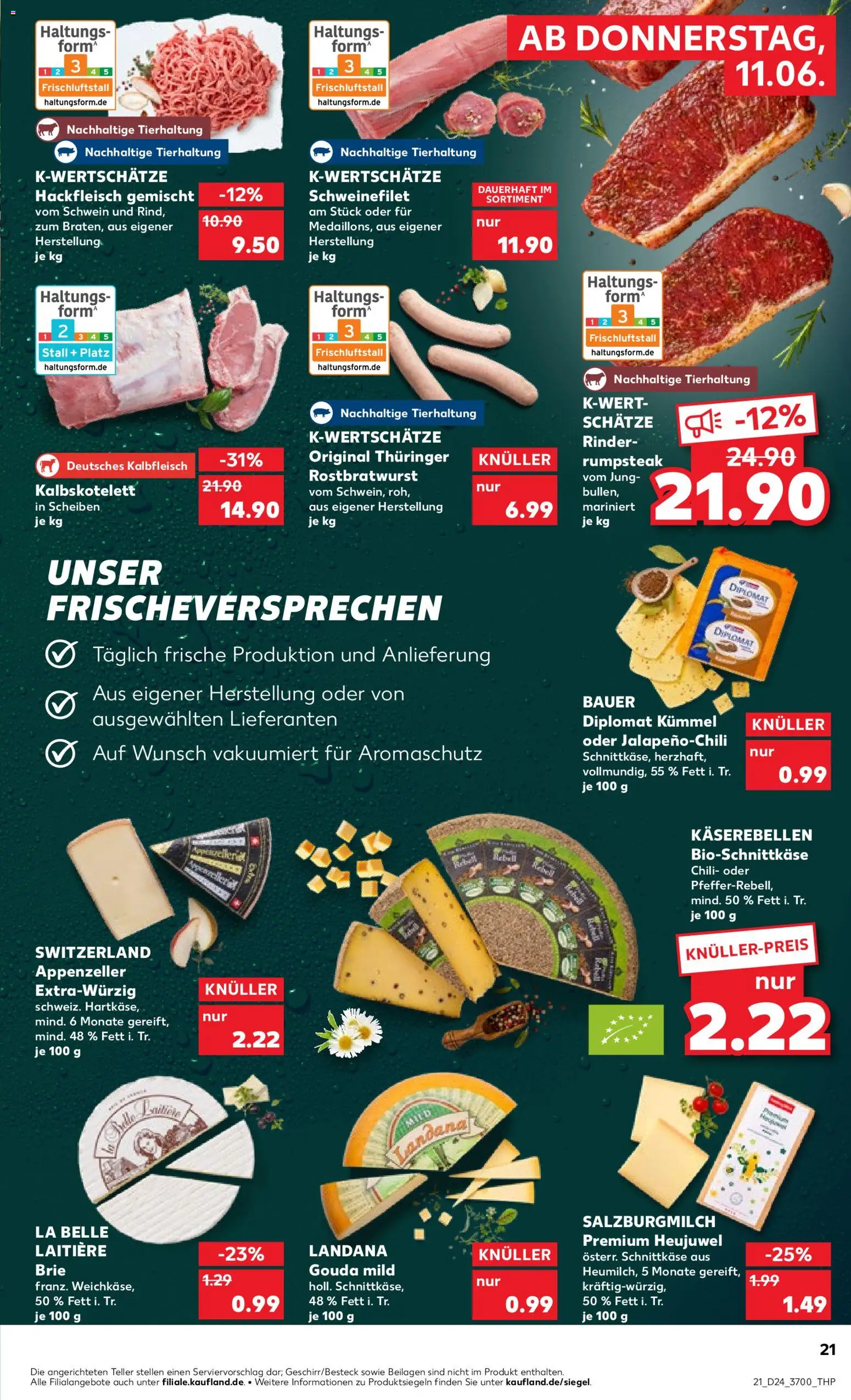 Kaufland Prospekt Rostock – gültig ab 11.06.2026 | Seite: 21 | Produkte: Rumpsteak, Gouda, Schweinefilet, Hackfleisch