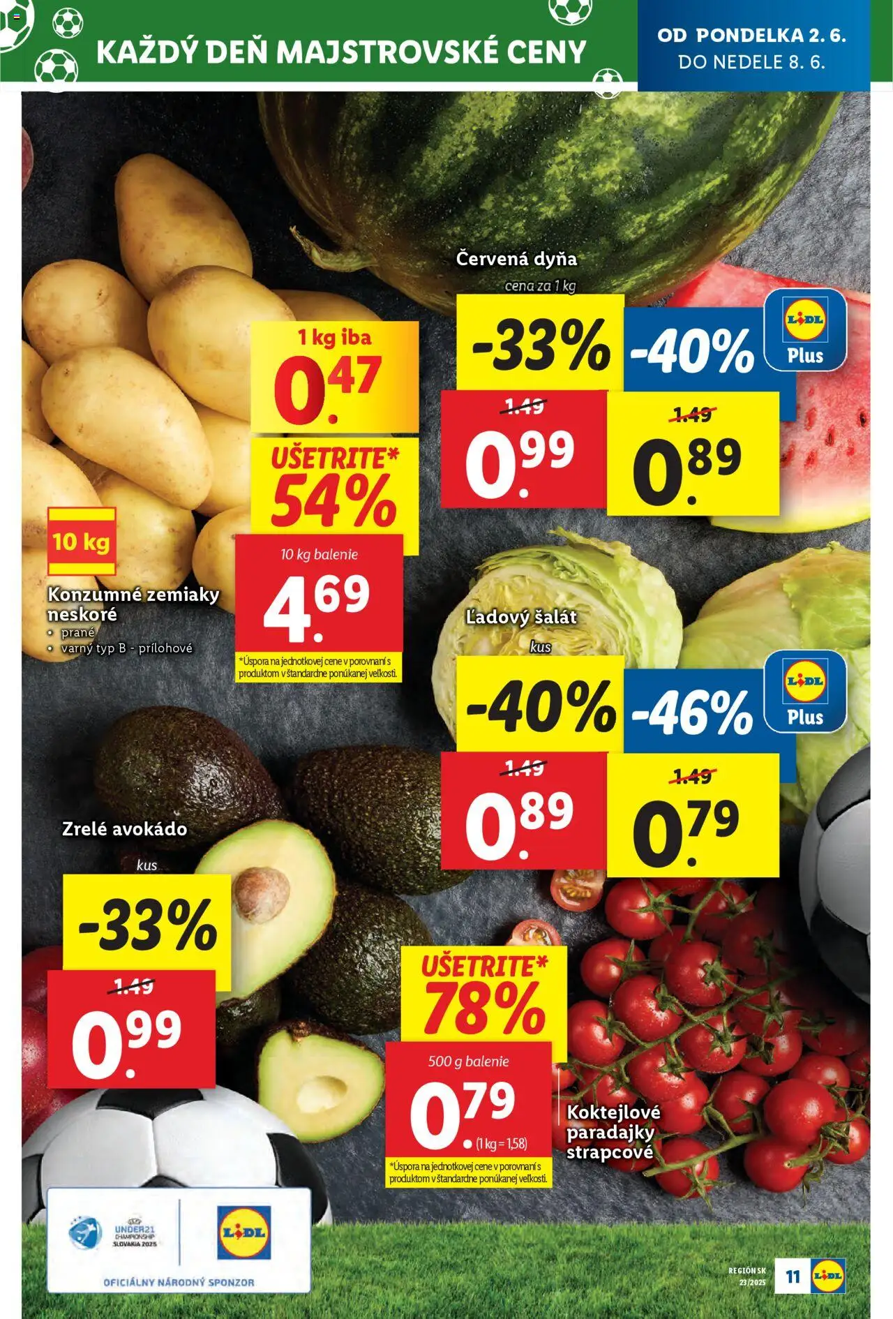 Nové Lidl akcie – leták je platný od 02.06.2025 | Strana: 13 | Produkty: Paradajky, Šalát, Avokádo, Zemiaky