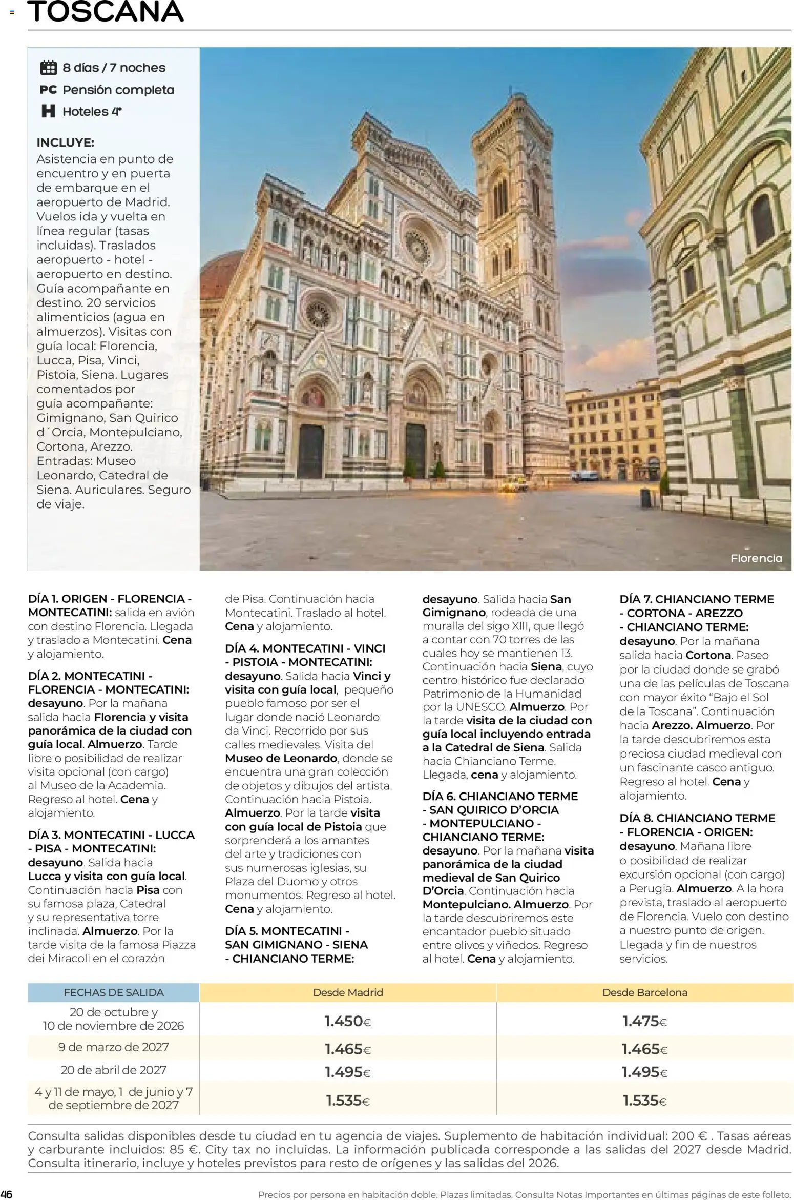 Viajes El Corte Inglés folleto Destinos Otoño y Primavera │ válido desde el 01/07/2026 | Página: 46 | Productos: PC, Agua