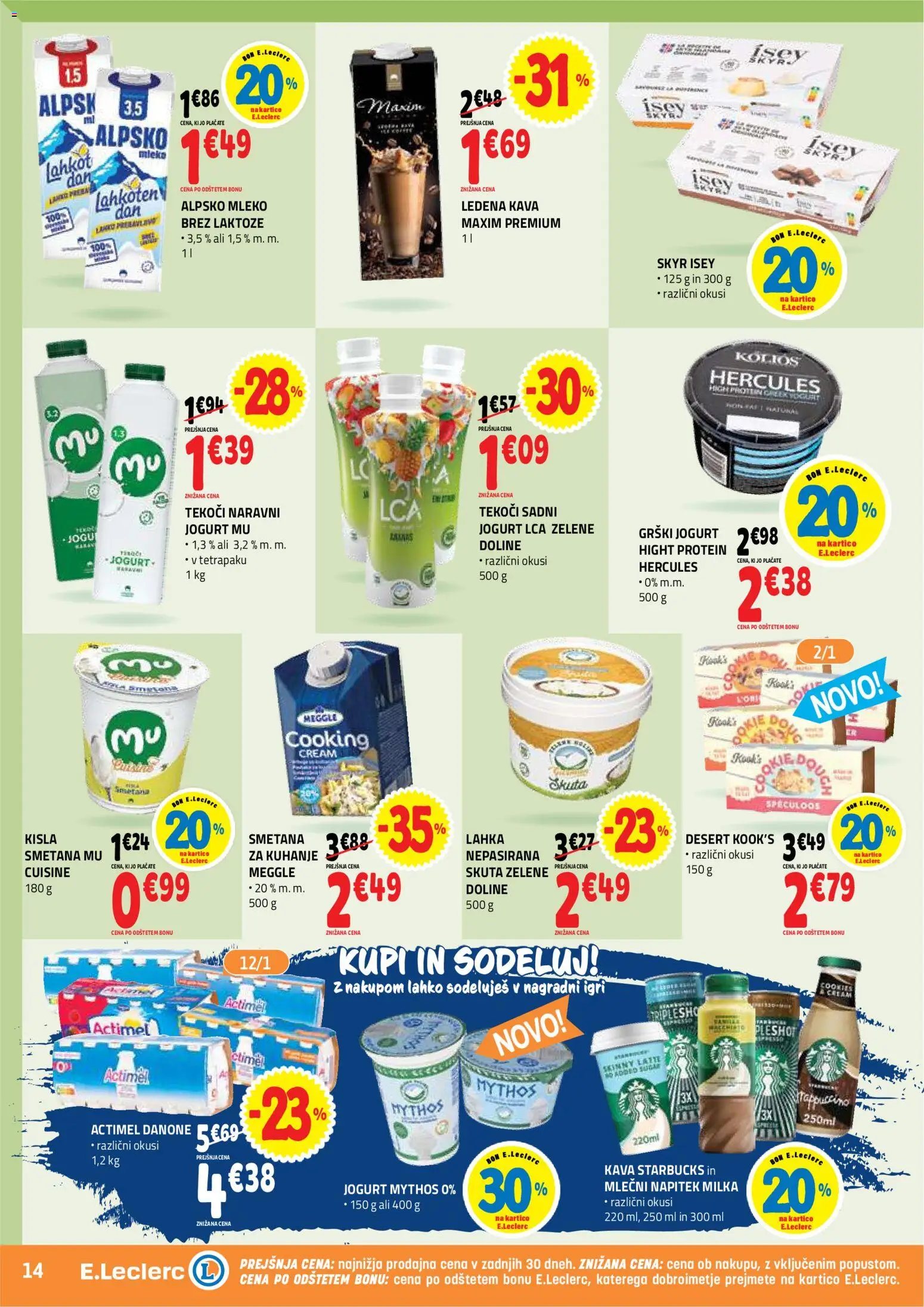 Novi E.leclerc katalog ponudbe – veljaven od 09.09.2026 | Stran: 14 | Izdelki: Grški jogurt, Skyr, Mleko, Skuta