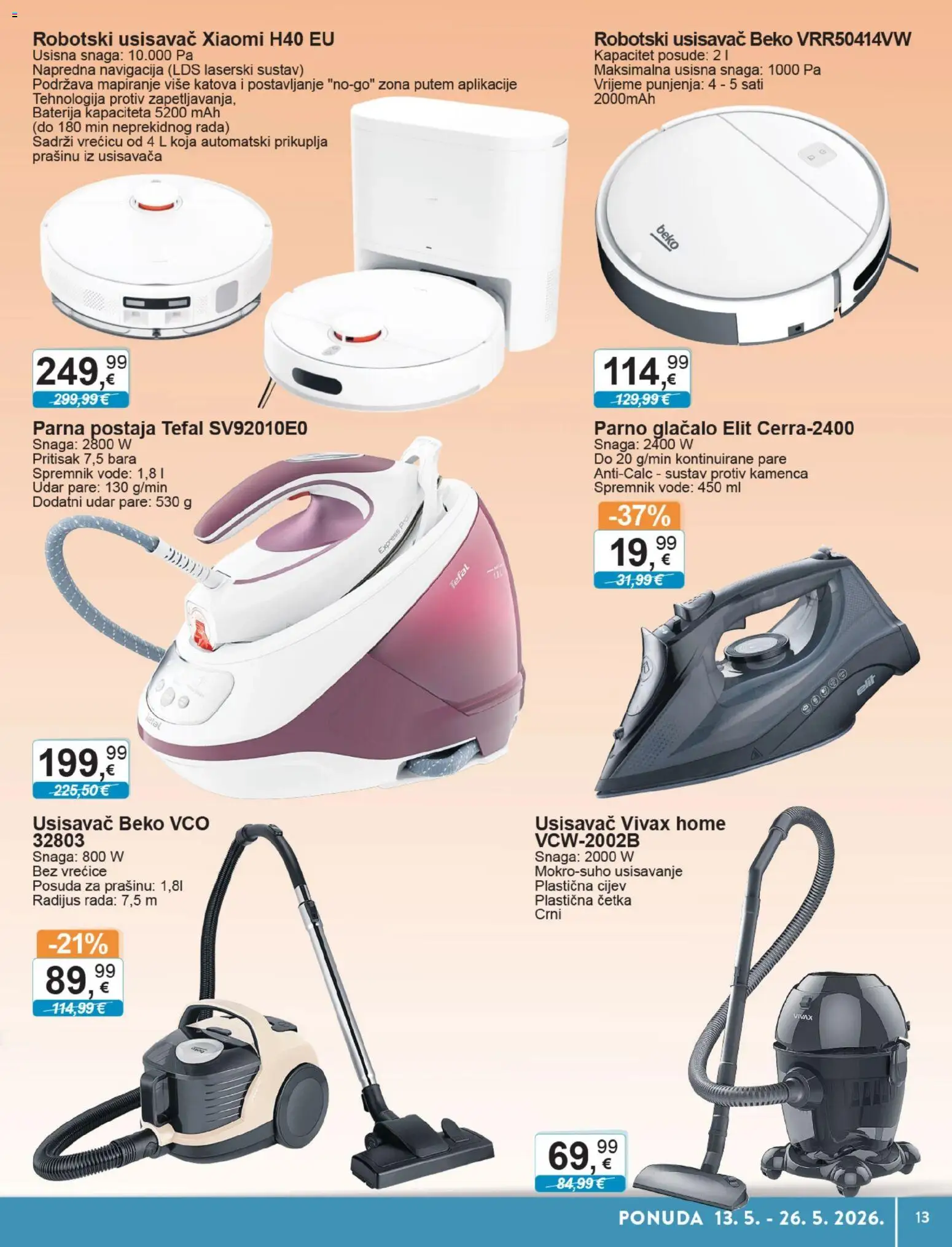 KTC katalog | vrijedi od 13.05.2026 | Stranica: 13 | Proizvodi: Usisavač, Navigacija, Parna postaja, Četka
