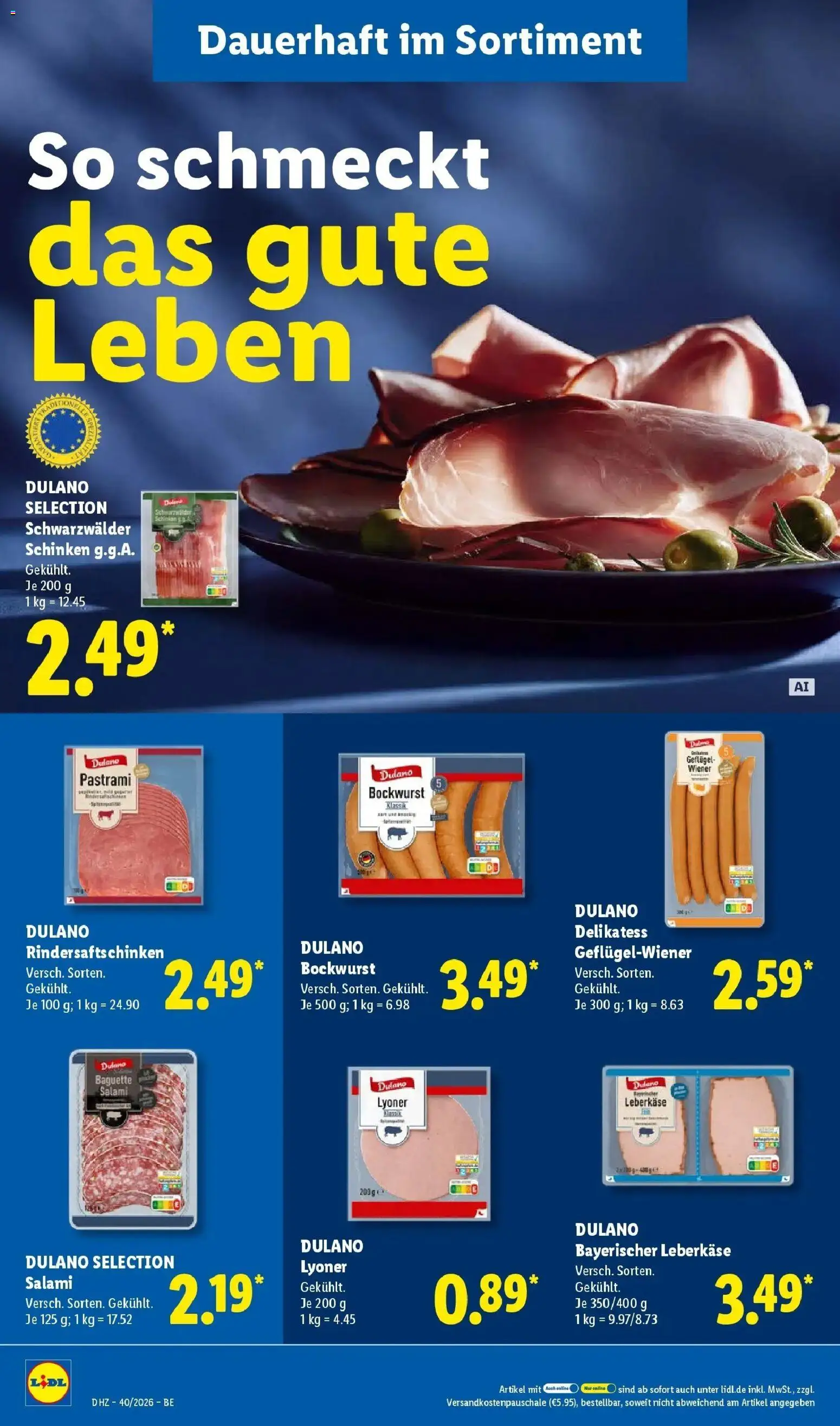Lidl Prospekt Leegebruch (ab 28.09.2026) zum Blättern » Angebote | Seite: 18 | Produkte: Bockwurst, Salami, Schinken, Leberkase