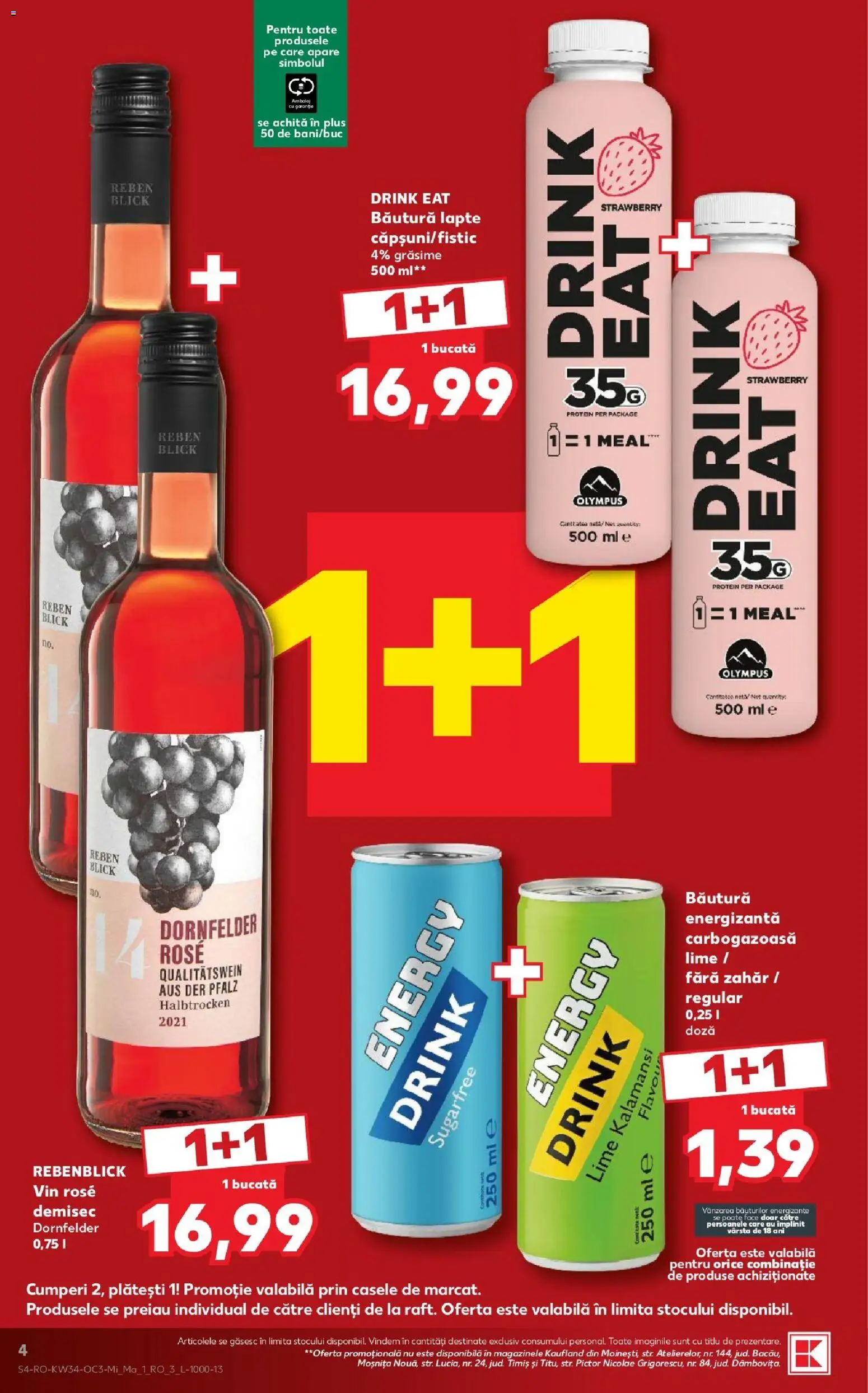 Noul catalog Kaufland – valabil de la 19.08.2026 | Pagină: 4 | Produse: Vin rose, Lapte, Zahăr, Plus