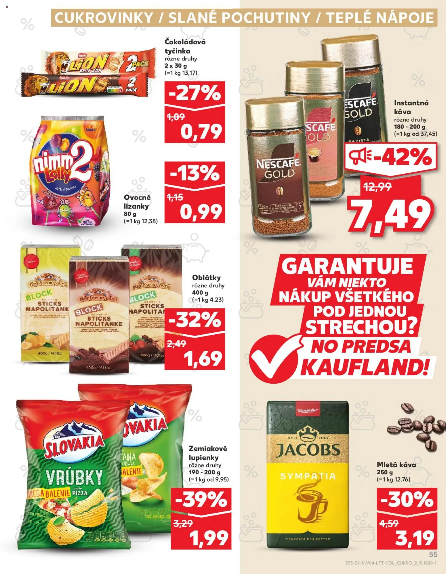 Nové Kaufland akcie – leták je platný od 22.01.2026 | Strana: 55 | Produkty: Barista, Nápoje, Oblátky, Cibuľa
