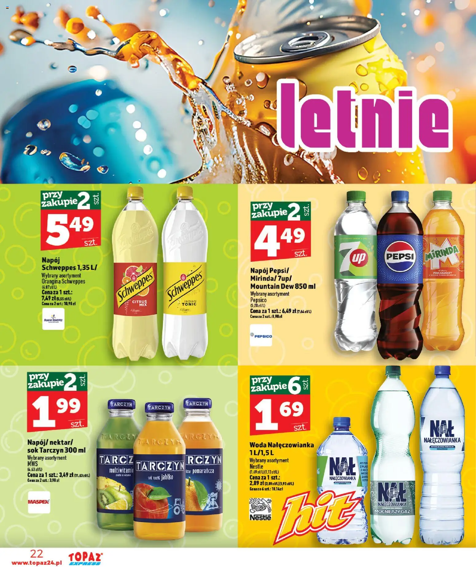 Topaz gazetka - Express od 06.08.2026 | Strona: 22 | Produkty: Pepsi, Sok, Woda