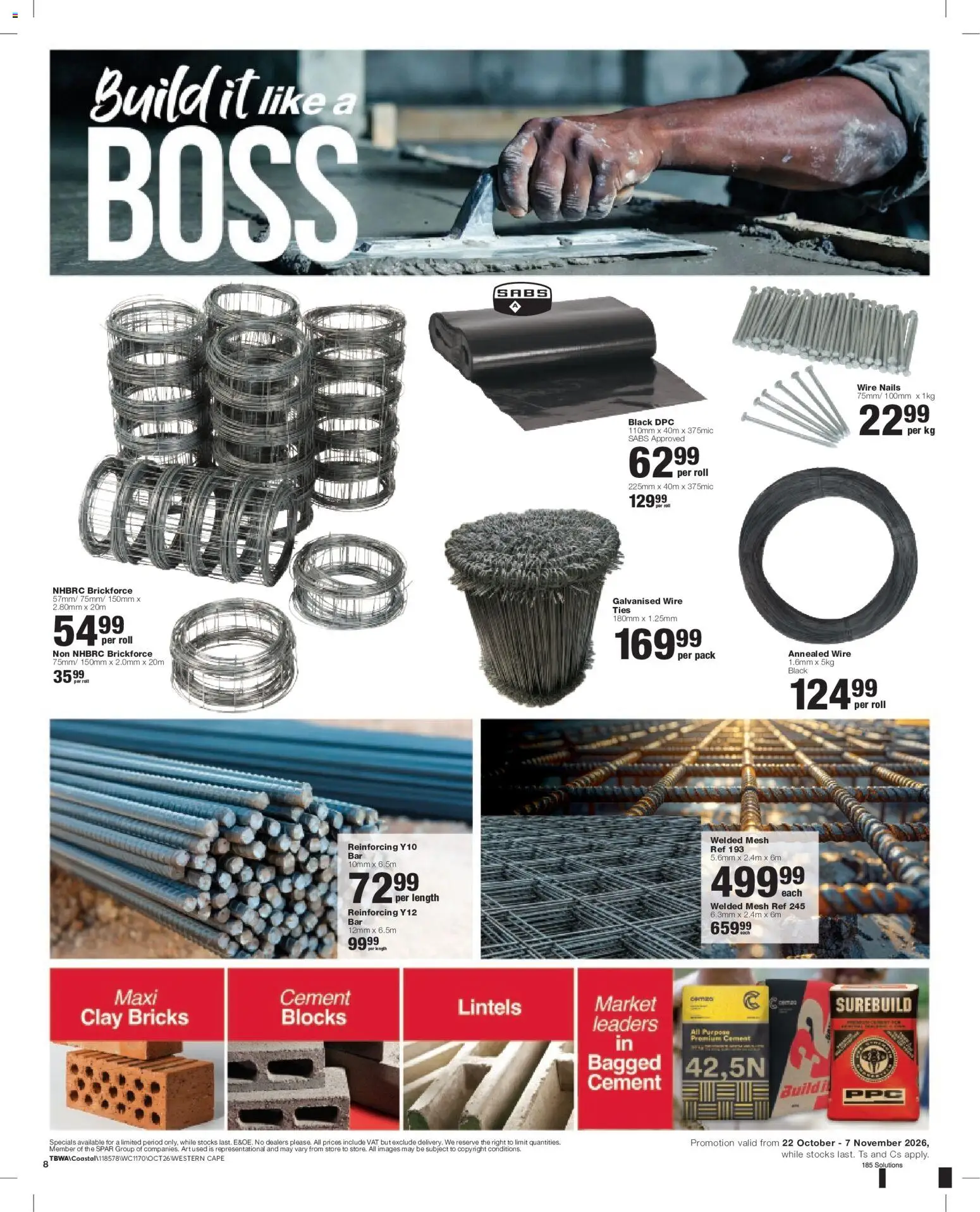 New Build It catalogue – valid from 22/10/2026 | Page: 8 | Products: Ties, Cement, Clay