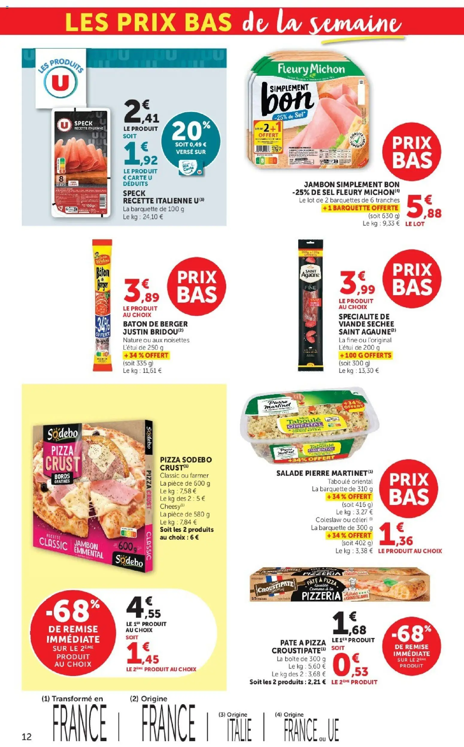 {H1} | Page: 12 | Produits: Noisettes, Taboulé, Jambon, Bâton de berger
