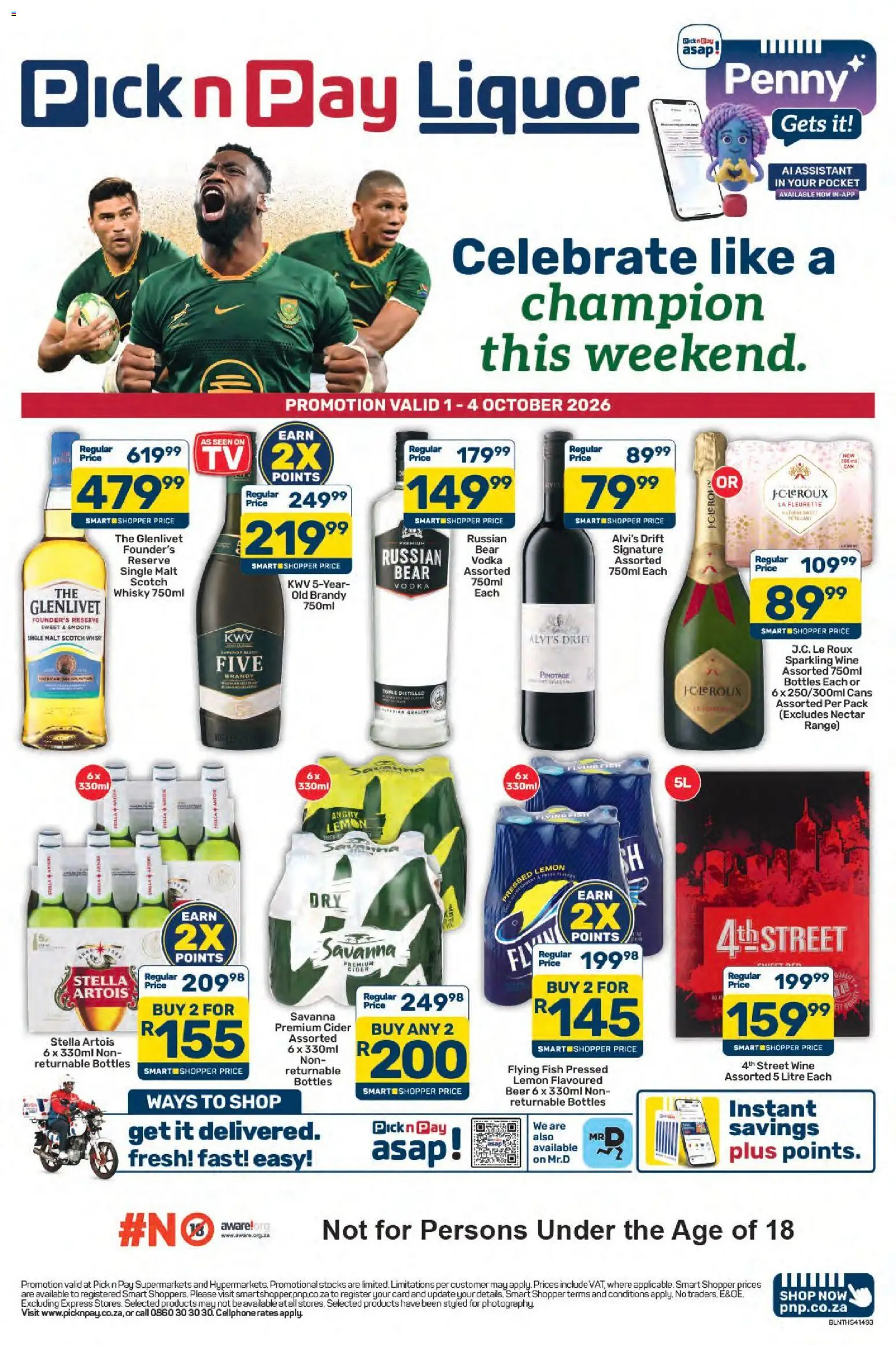 New Pick n Pay catalogue – valid from 01/10/2026 | Page: 1 | Products: Brandy, Cider, Beer, Lemon