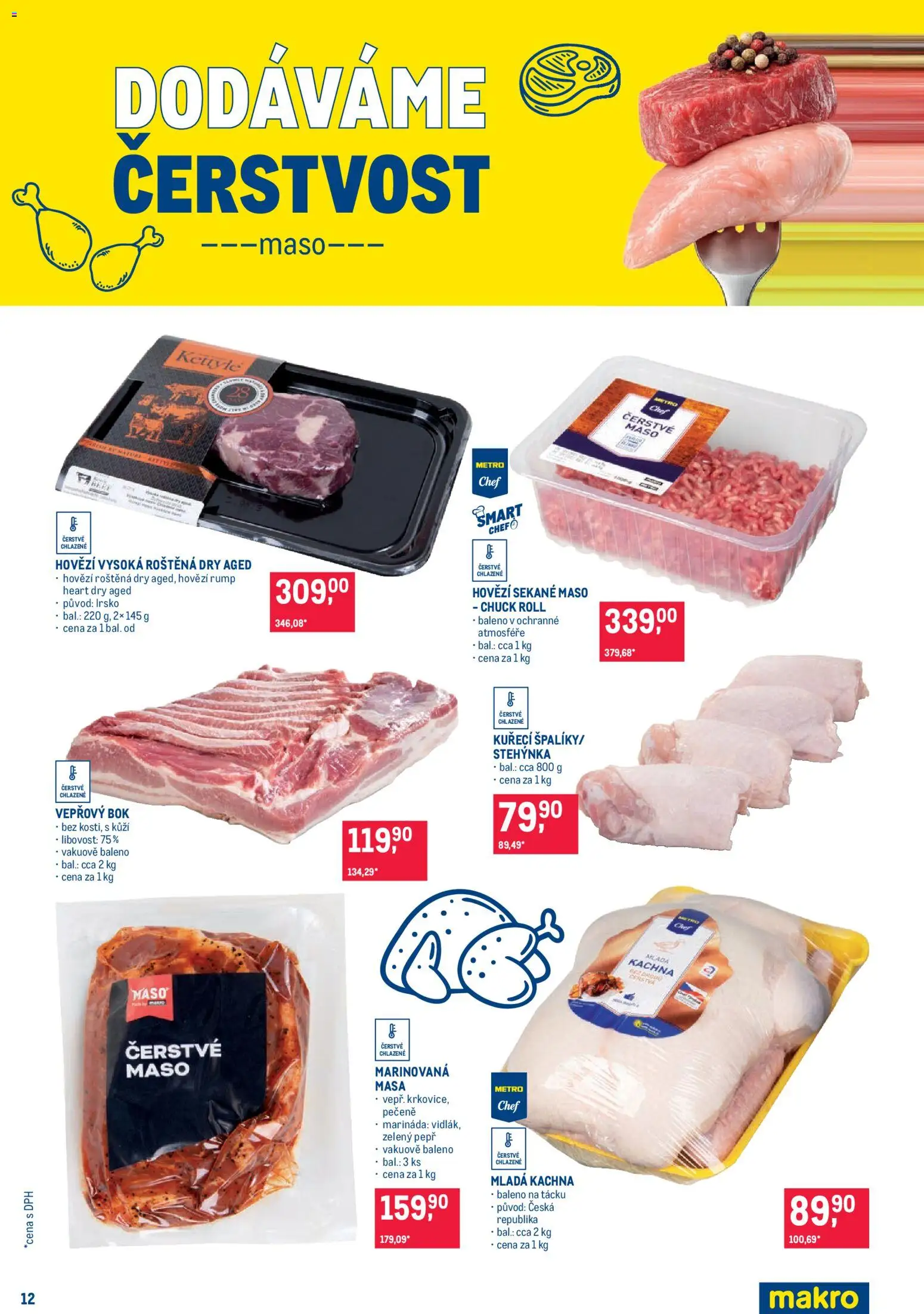 Makro leták - Pro milovníky jídla od 15.07.2026 | Strana: 12 | Produkty: Vepřový bok, Kachna, Maso, Marináda