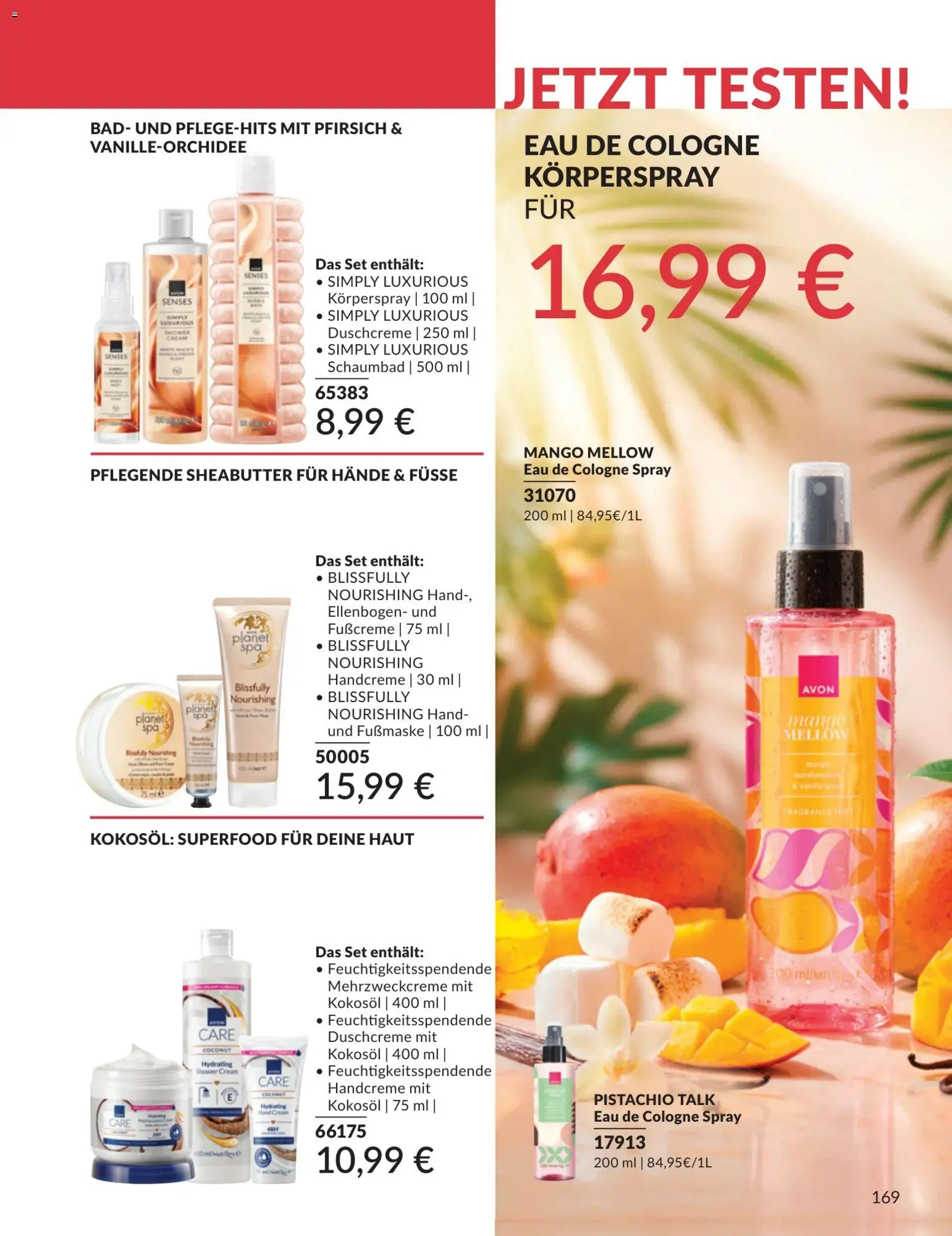 AVON Katalog Juli 2026 – gültig ab 01.07.2026 | Seite: 169 | Produkte: Handcreme, Eau de Cologne, Fußcreme, Fußmaske