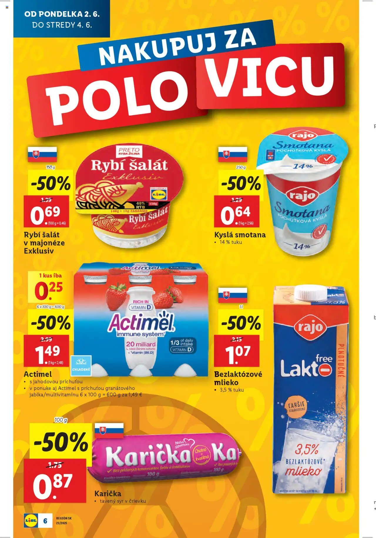 Nové Lidl akcie – leták je platný od 02.06.2025 | Strana: 8 | Produkty: Mlieko, Smotana, Bezlaktózové mlieko, Actimel