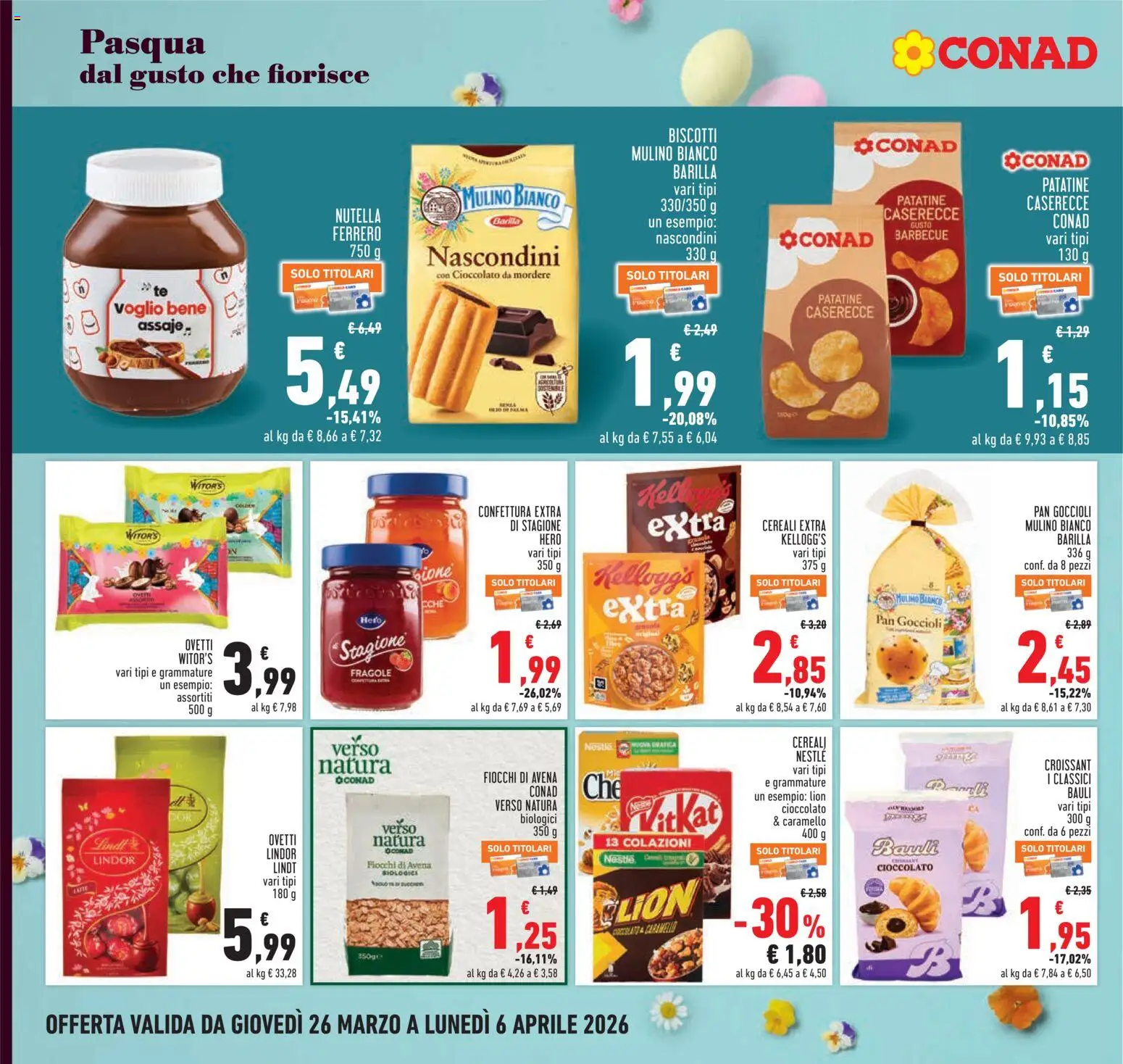 Volantino Conad del 26.03.2026 | Pagina: 16 | Prodotti: Cereali, Fiocchi, Barbecue, Croissant