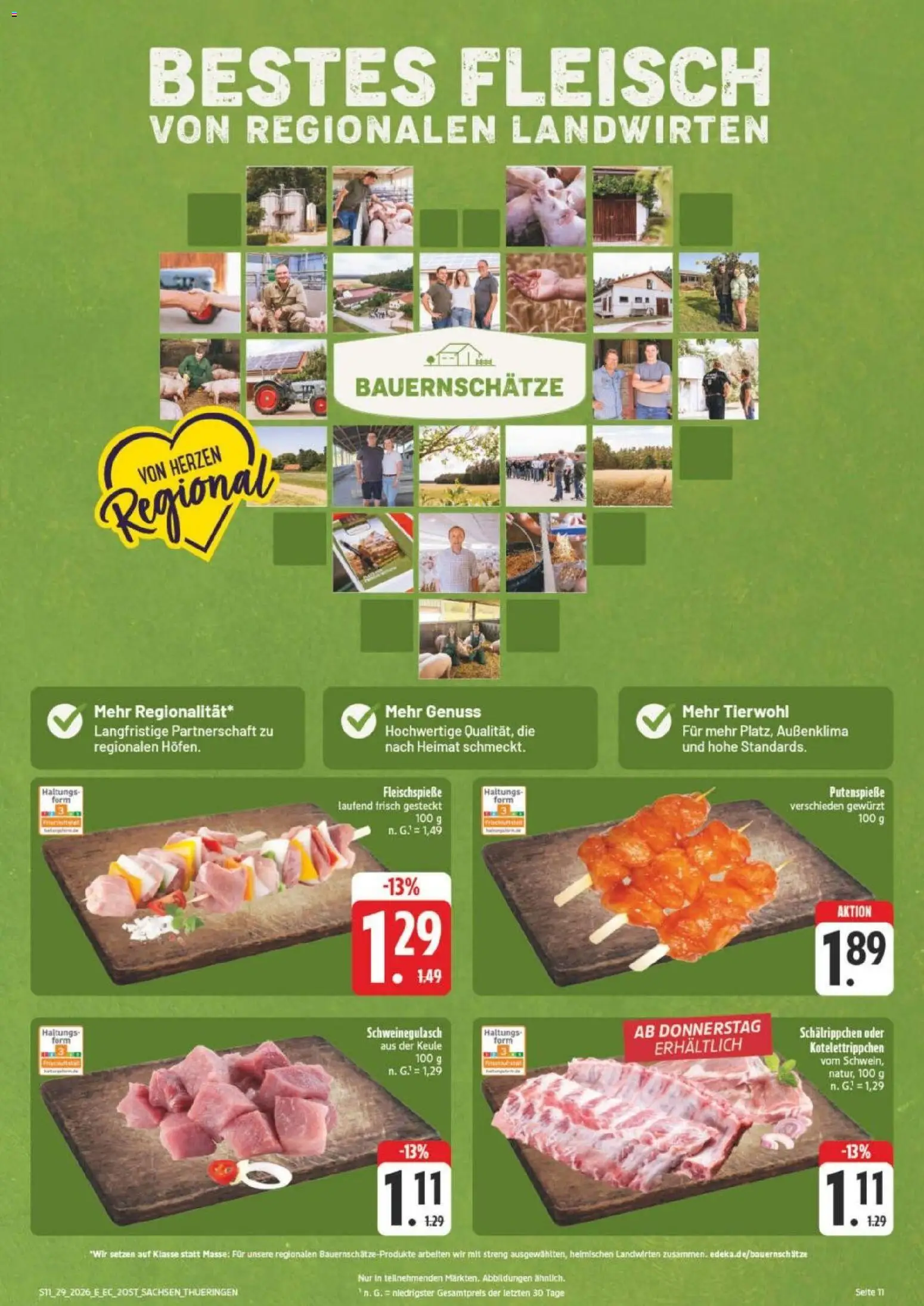 Edeka Prospekt Verrückter Preis – gültig ab 13.07.2026 | Seite: 11 | Produkte: Schweinegulasch, Fleisch