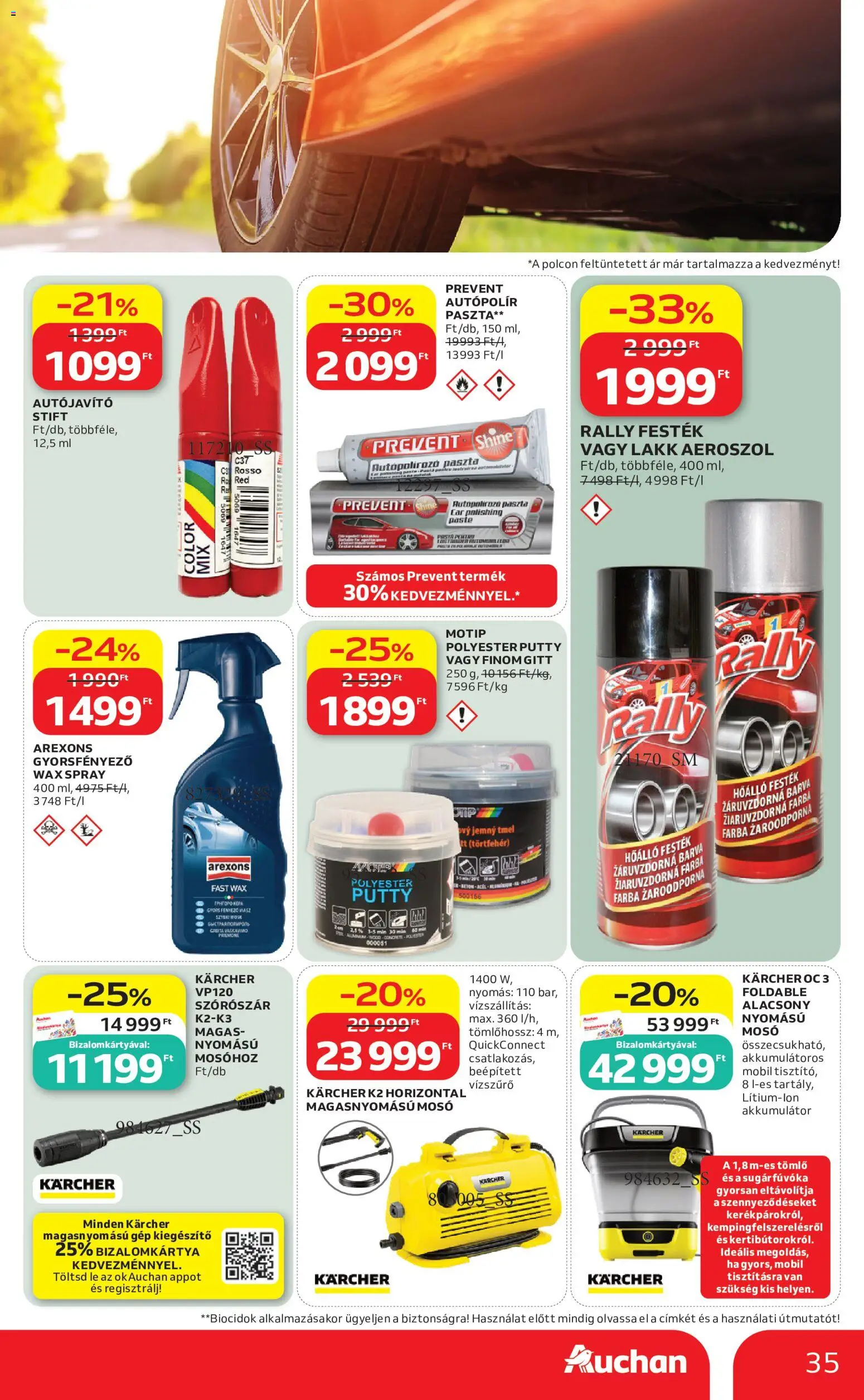 Auchan akciós ujság - amely érvényes a következő dátumtól: 18.06.2026 | Oldal: 35 | Termékek: Tömlő, Stift, Akkumulátor, Festék