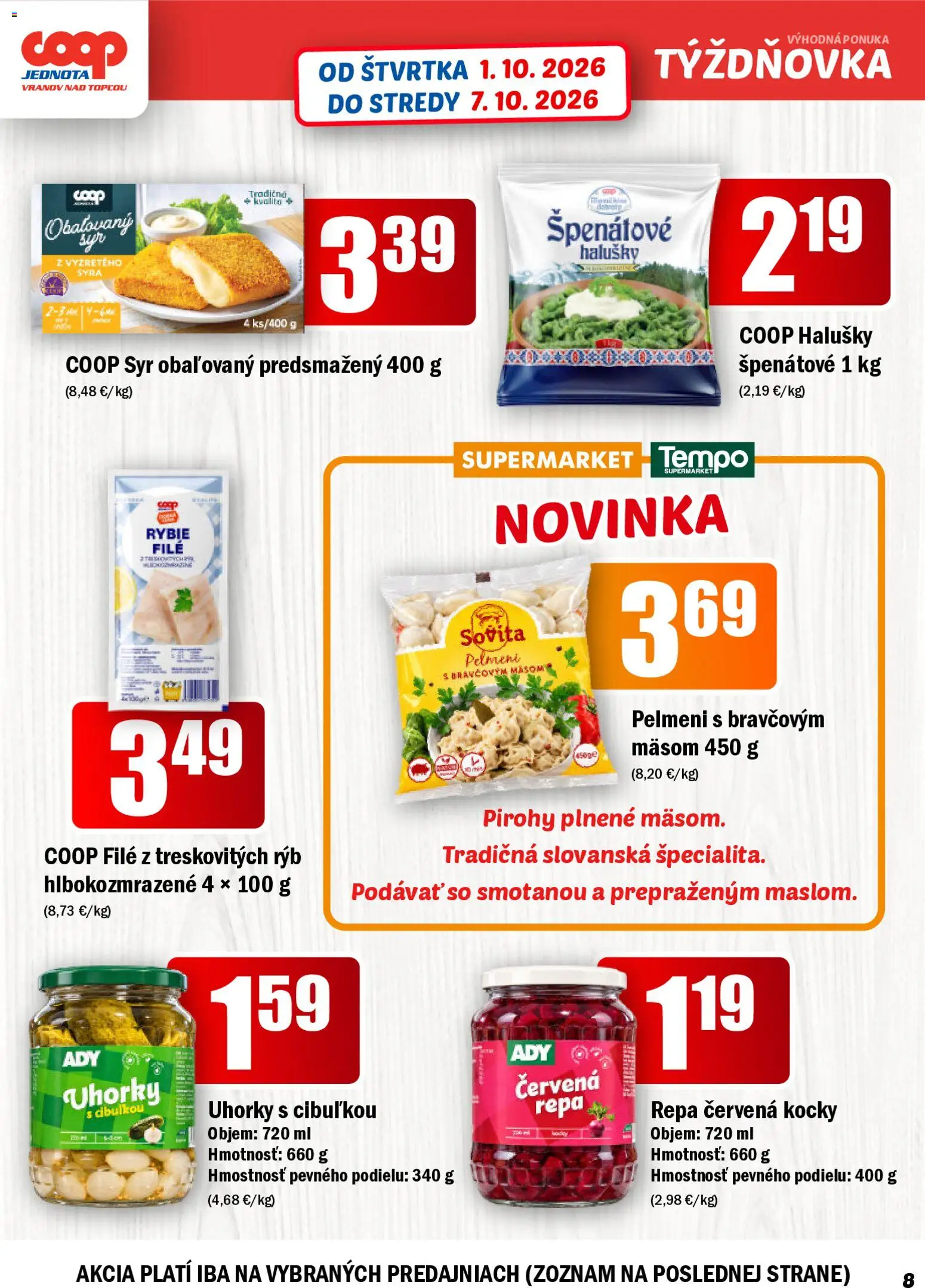 Nové COOP Jednota akcie – leták je platný od 01.10.2026 | Strana: 8