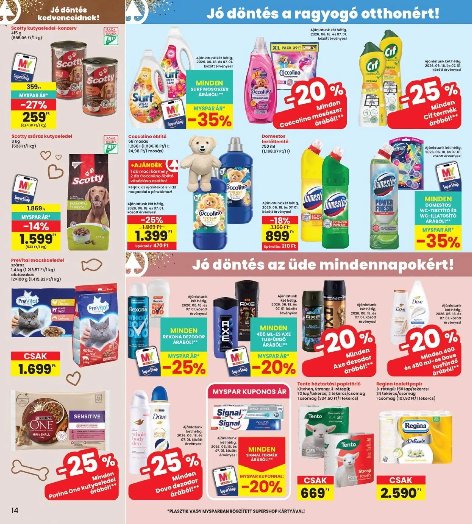 Interspar akciós ujság - amely érvényes a következő dátumtól: 18.06.2026 | Oldal: 14 | Termékek: Coccolino, Macskaeledel, Tusfürdő, Dezodor