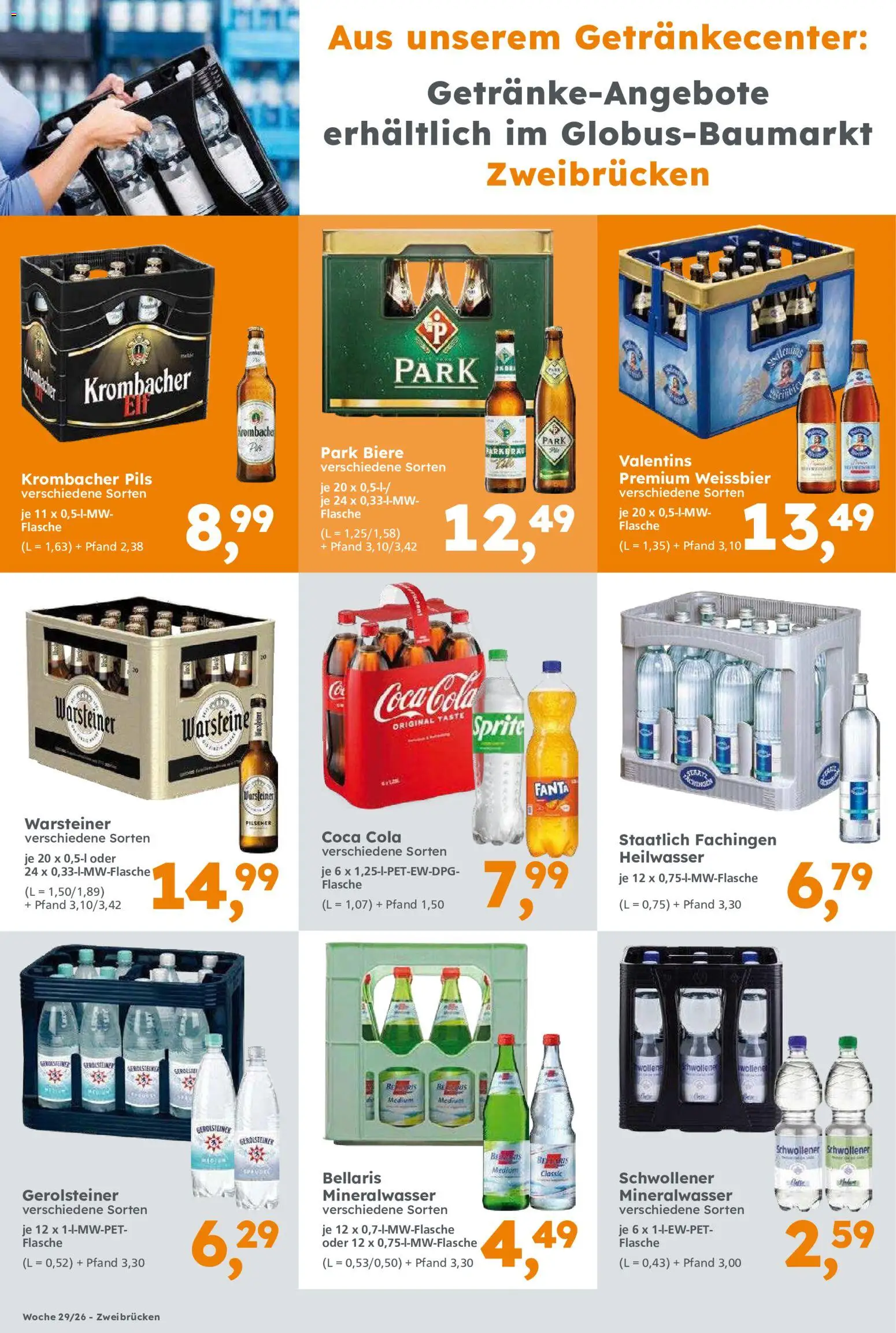 Globus Baumarkt Prospekt Zweibrücken – gültig ab 14.07.2026 | Seite: 3 | Produkte: Coca cola, Cola, Pils, Warsteiner