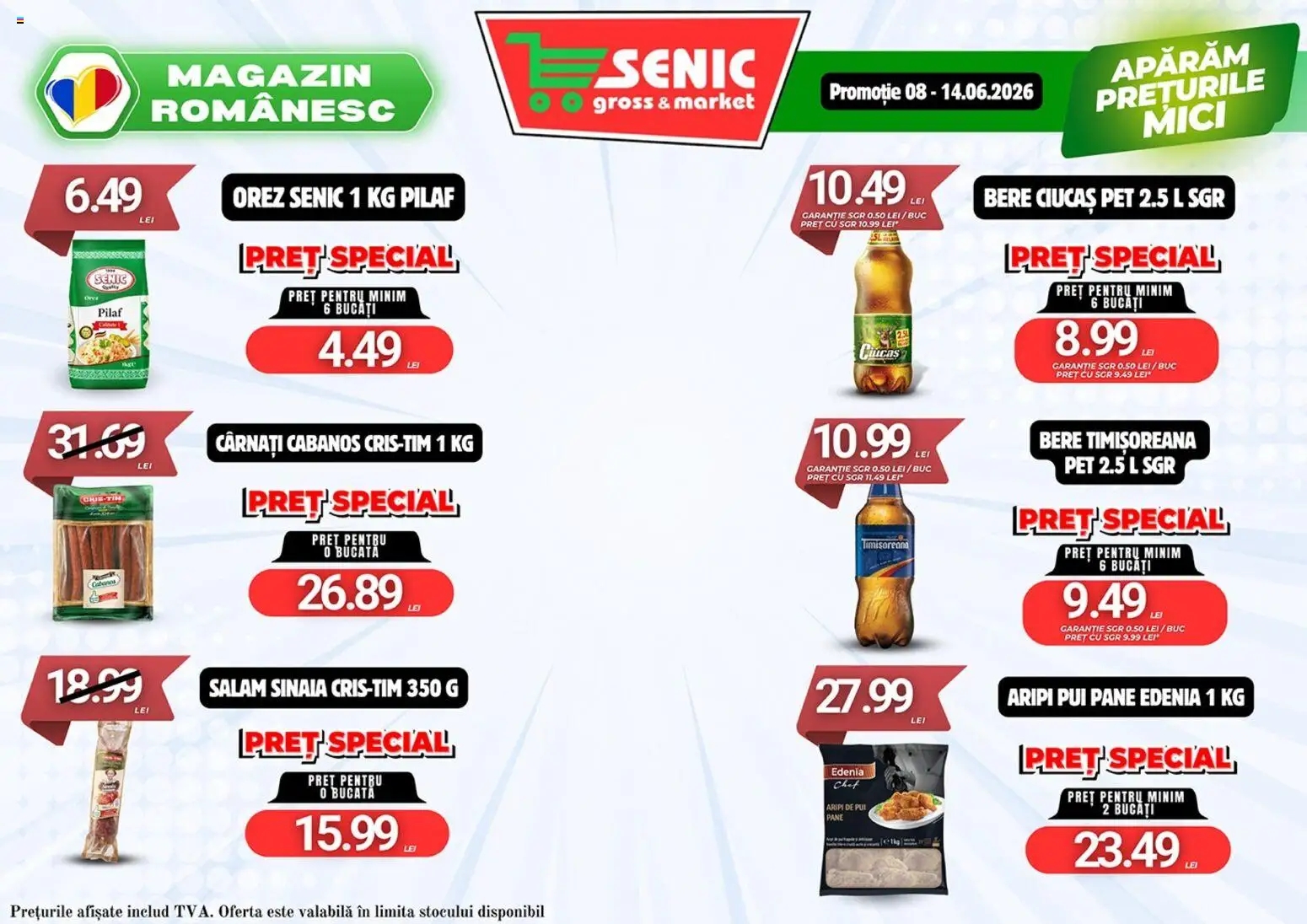 Noul catalog Senic – valabil de la 08.06.2026 | Pagină: 4 | Produse: Hacıyatmaz Kedi Oyuncağı, Mici, Bere, Orez