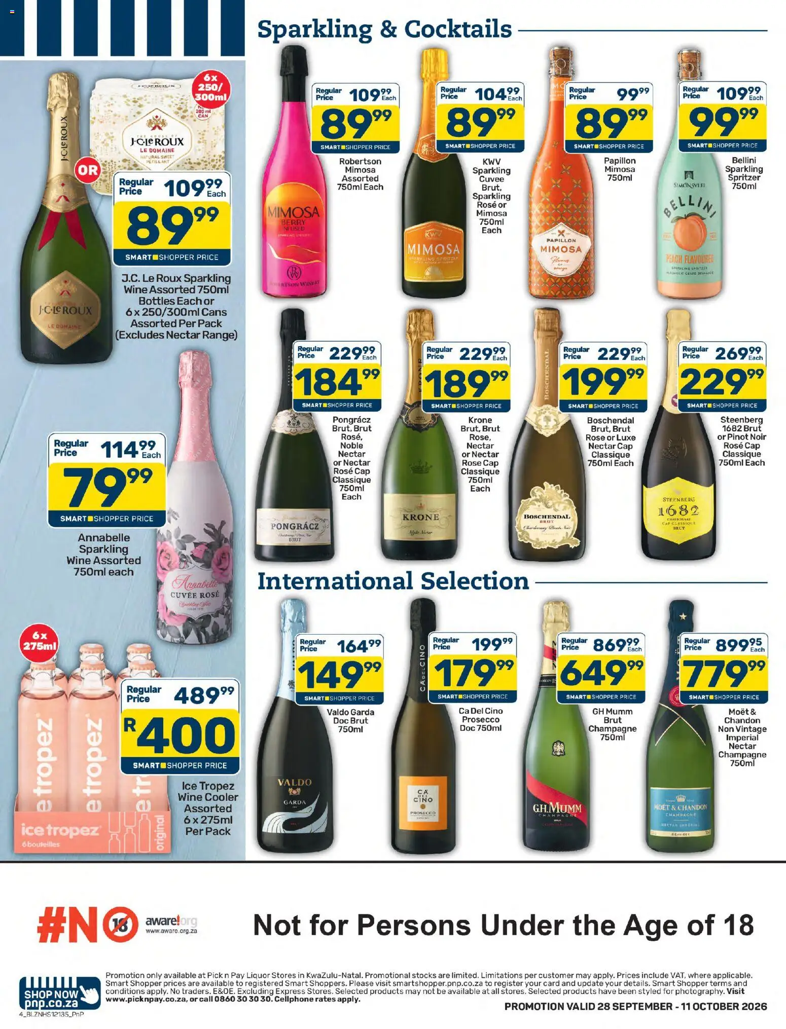 New Pick n Pay catalogue – valid from 28/09/2026 | Page: 4 | Products: Cap, Prosecco, Moet, Peach