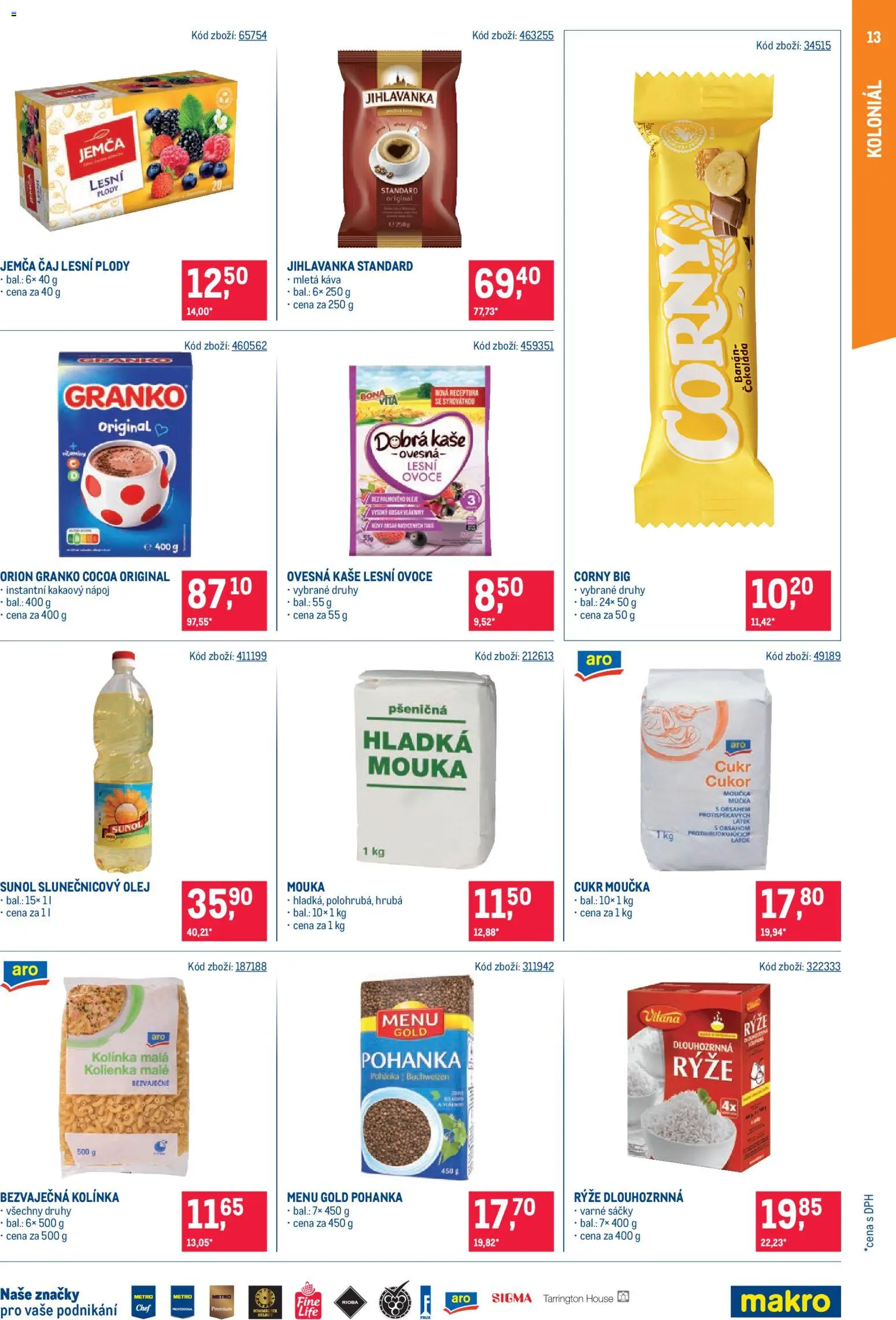 Makro leták - Maloobchod od 17.06.2026 | Strana: 13 | Produkty: Káva, Rýže, Ovesná kaše, Jihlavanka
