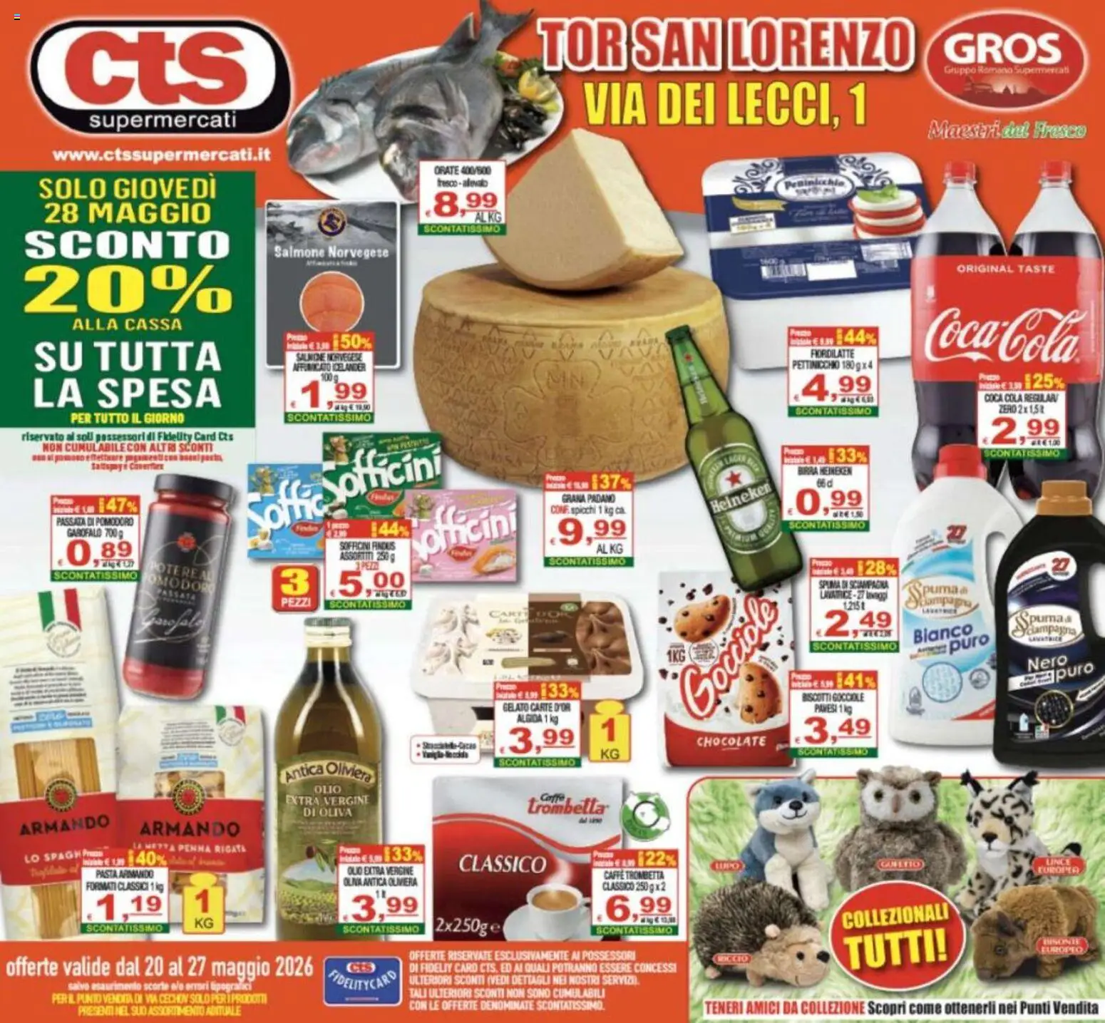 Volantino CTS del 20.05.2026 | Pagina: 1 | Prodotti: Salmone, Pasta, Lavatrice, Coca Cola