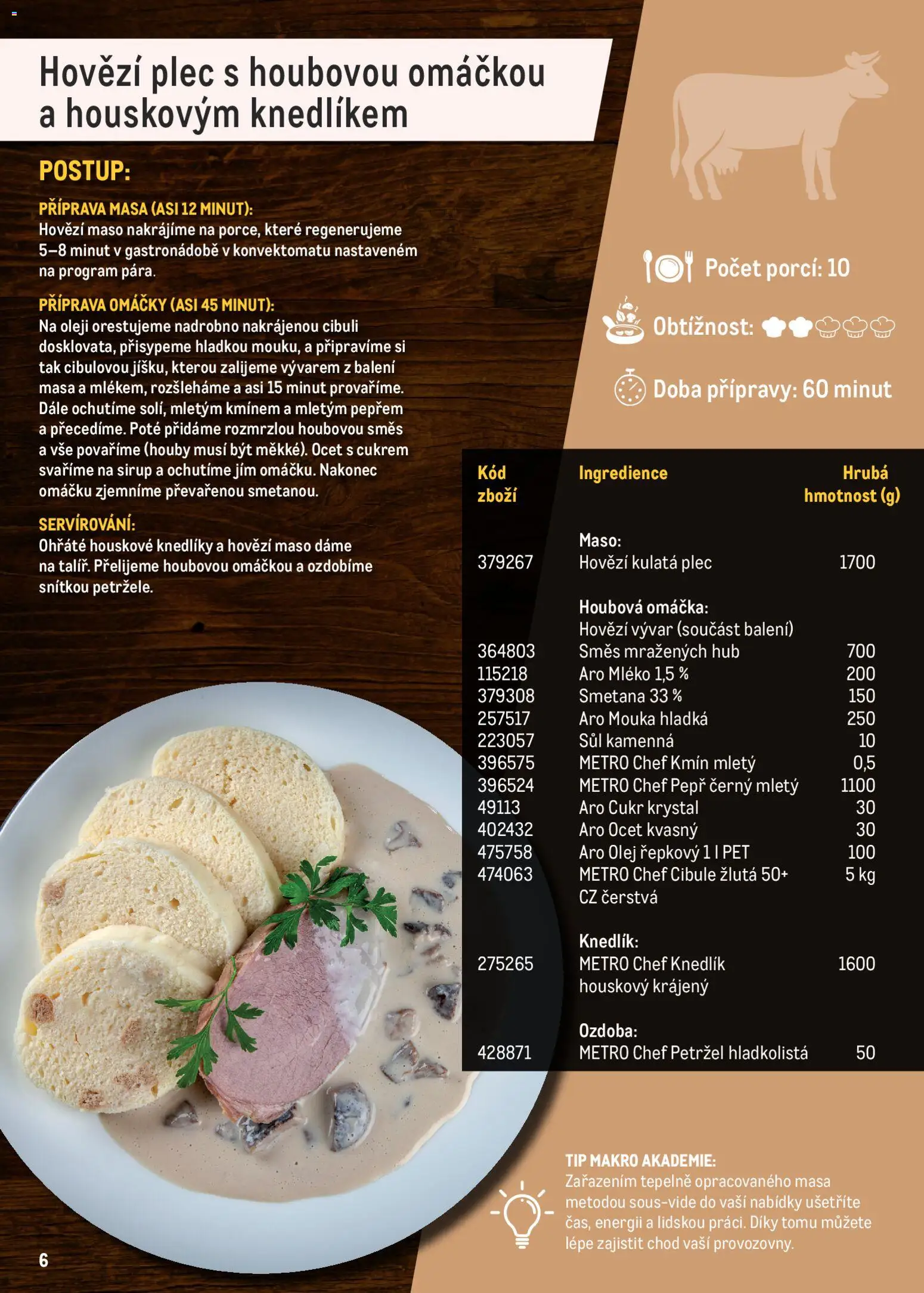Makro leták - Maso upravené metodou sous-vide od 01.11.2025 | Strana: 6 | Produkty: Knedlík, Hovězí maso, Petržel, Cibule