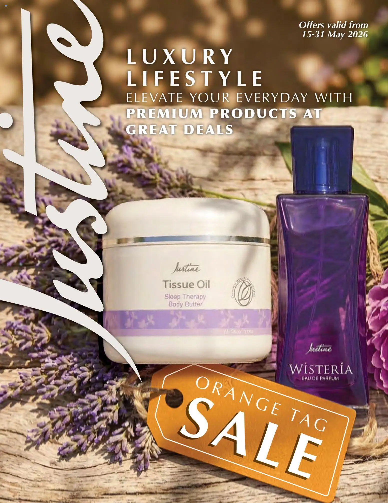 New Justine catalogue – valid from 15.05.2026 | Page: 1 | Products: Tissue oil, Body butter, Butter, Oil