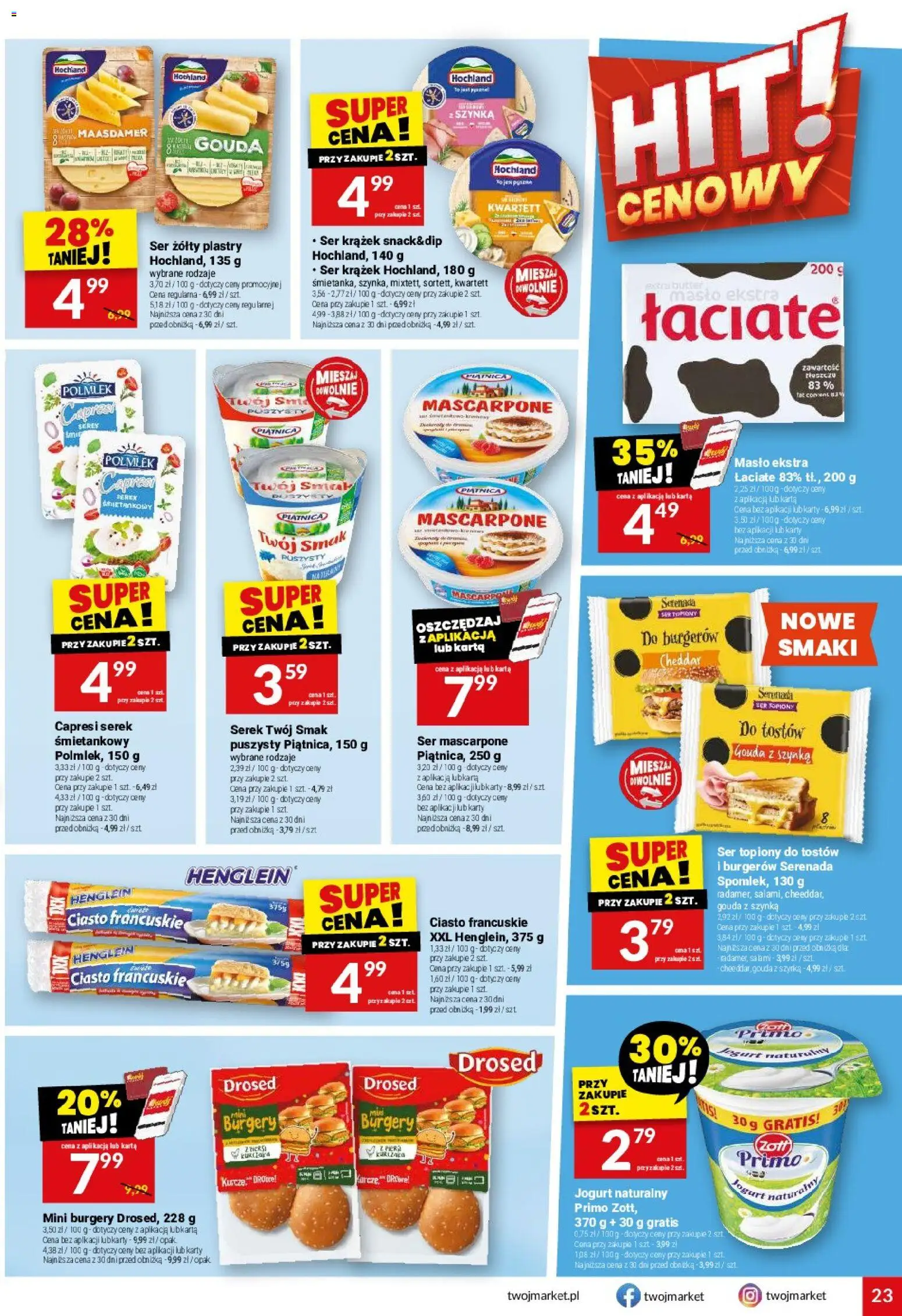 Twój Market gazetka od 12.08.2026 | Strona: 23 | Produkty: Serek śmietankowy, Karta, Szynka, Jogurt