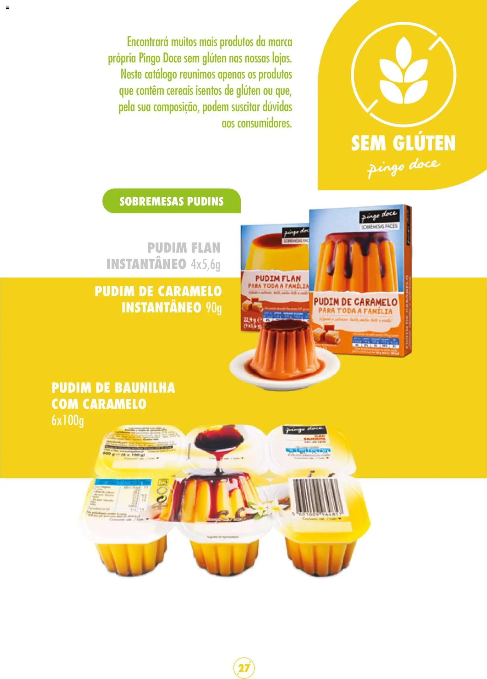 Pingo Doce Sem Glúten │ válido de 16/05/2024 | Página: 27 | Produtos: Baunilha, Pudim, Sobremesas, Cereais