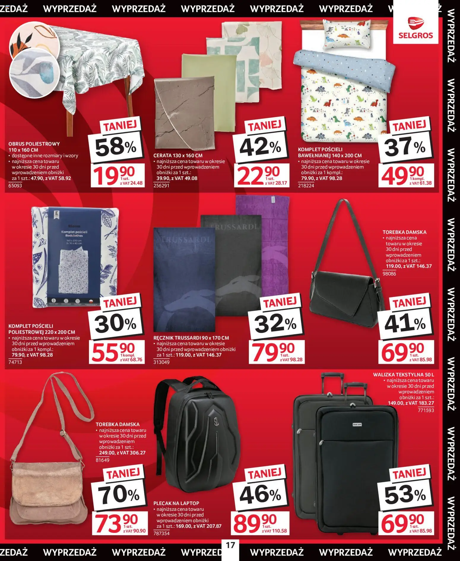 Selgros cash&carry - Totalna Wyprzedaż od 13.08.2026 | Strona: 17 | Produkty: Laptop, Torebka, Plecak, Walizka