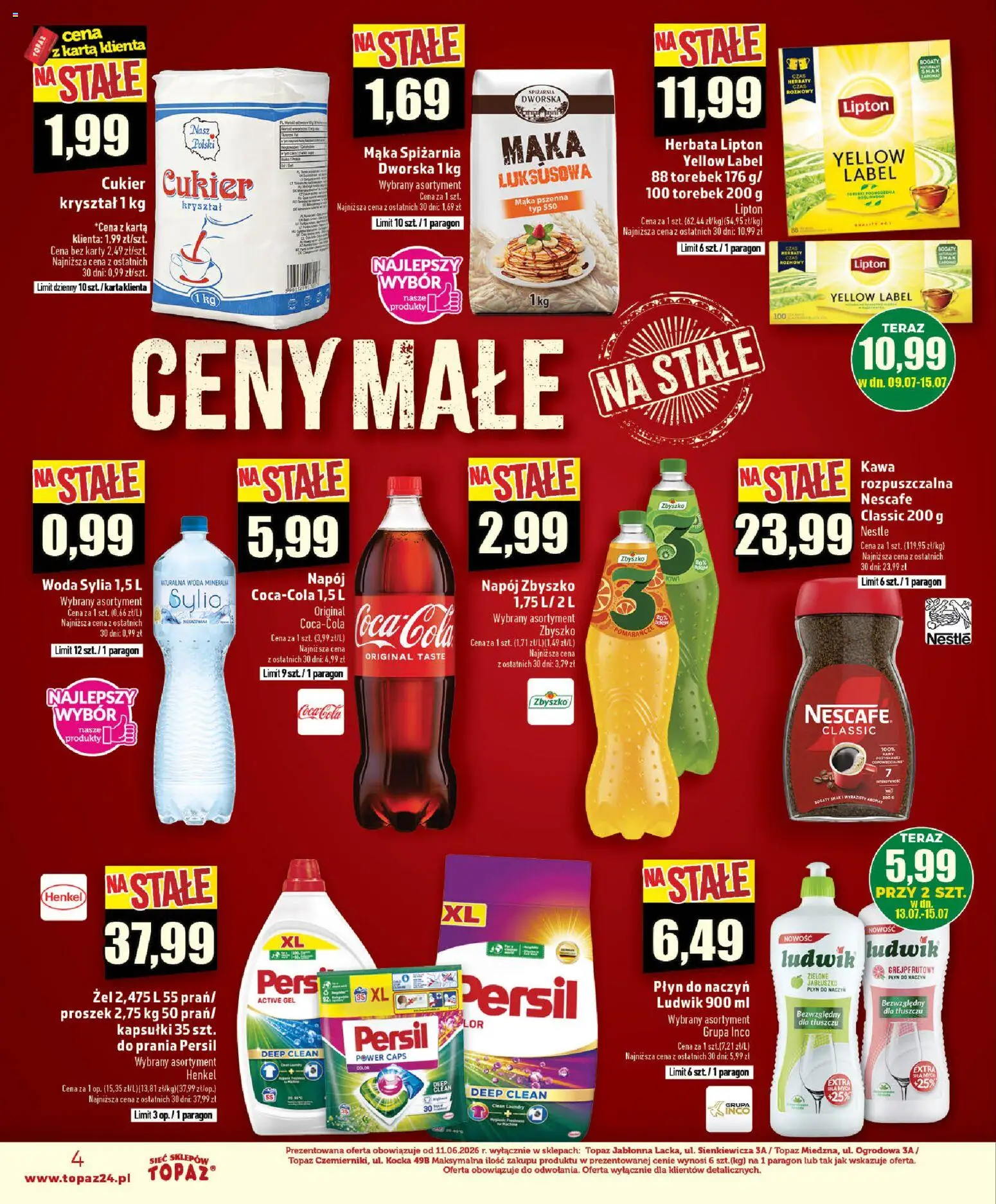 Topaz gazetka - Ceny małe na stałe od 09.07.2026 | Strona: 4 | Produkty: Karta, Herbata, Woda, Cukier